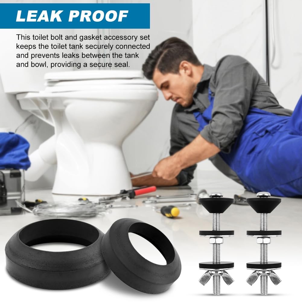 4 PCS Universal Toilet Tank To Bowl Gasket Bolts 5/16×3.15 Inch Flush Valve