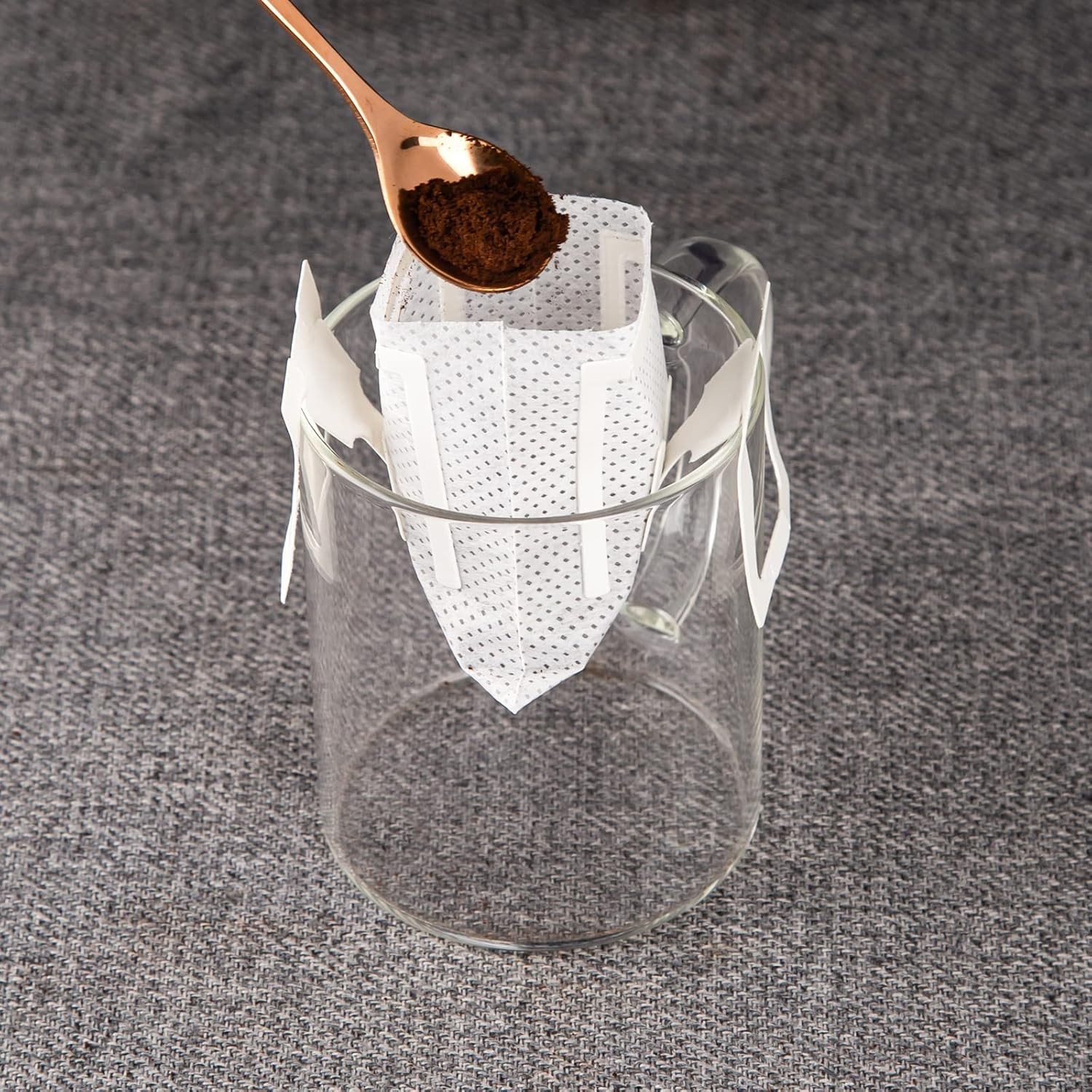 PARACITY 50Pcs Portable Coffee Filter Bag with Hanging Ear Design, White