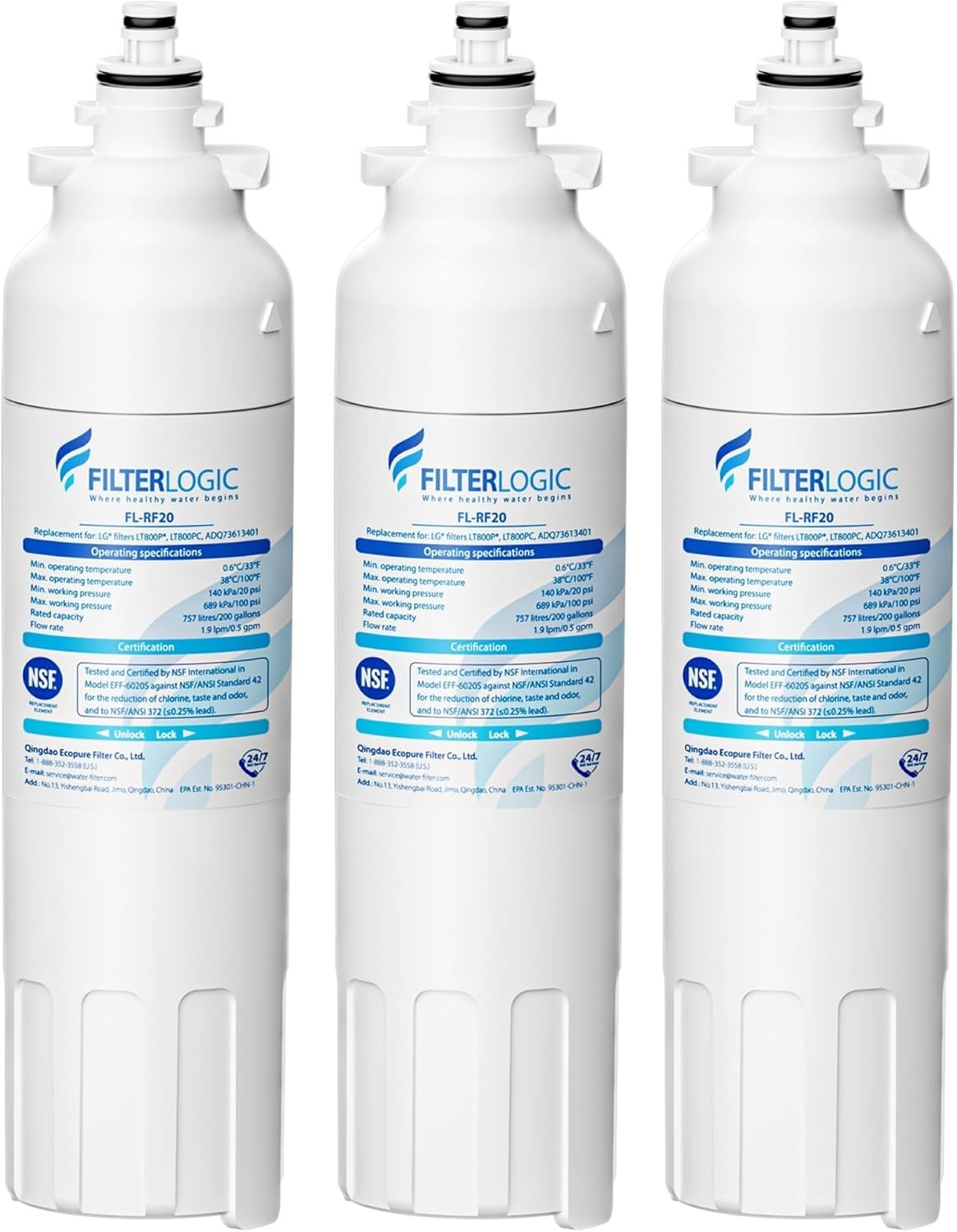 Refrigerator Water Filter Replacement for LG LSXS26326S ADQ73613401 Pack of 3