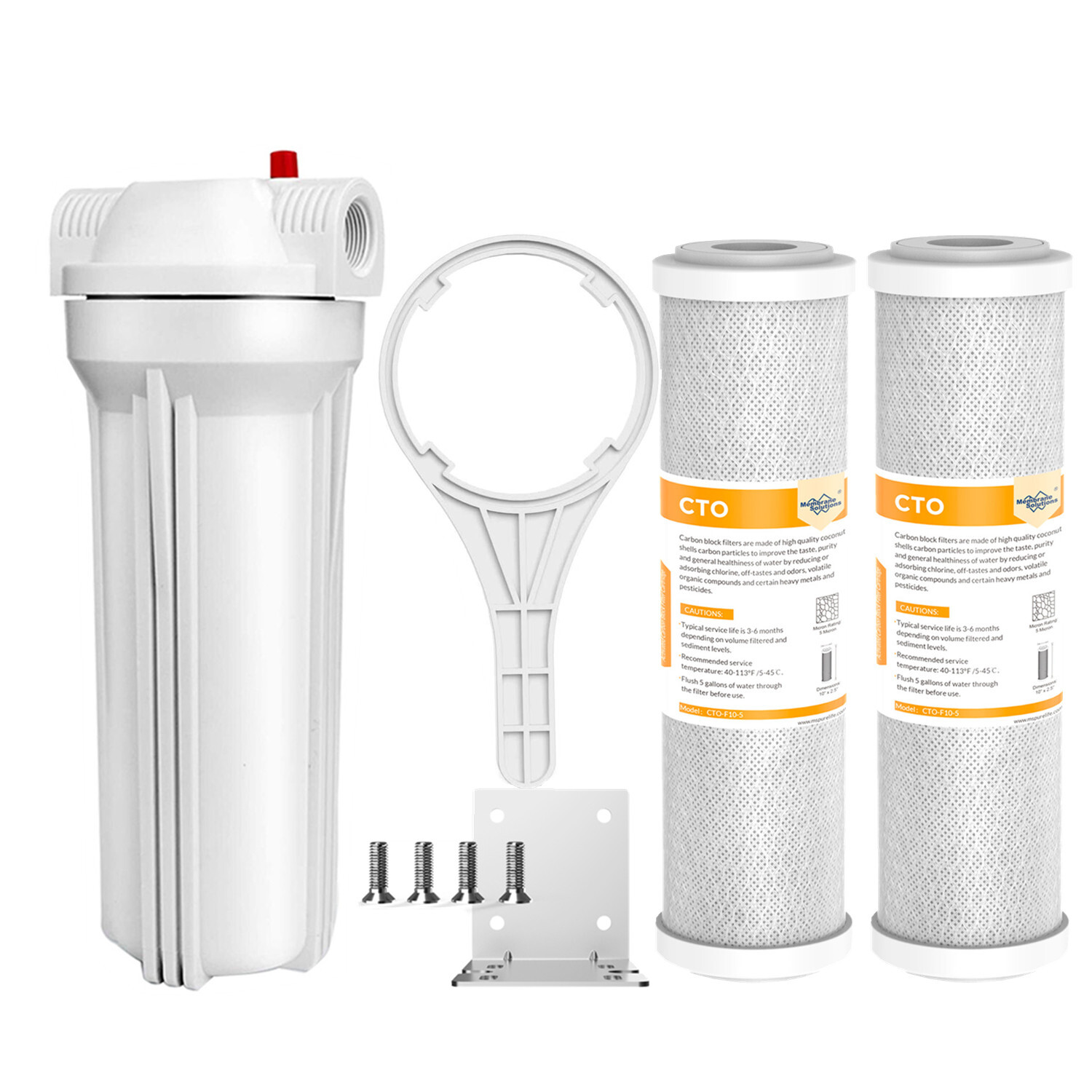 10 Inch Whole House Water Filter Housing Filtration System 2PCS CTO Carbon Block