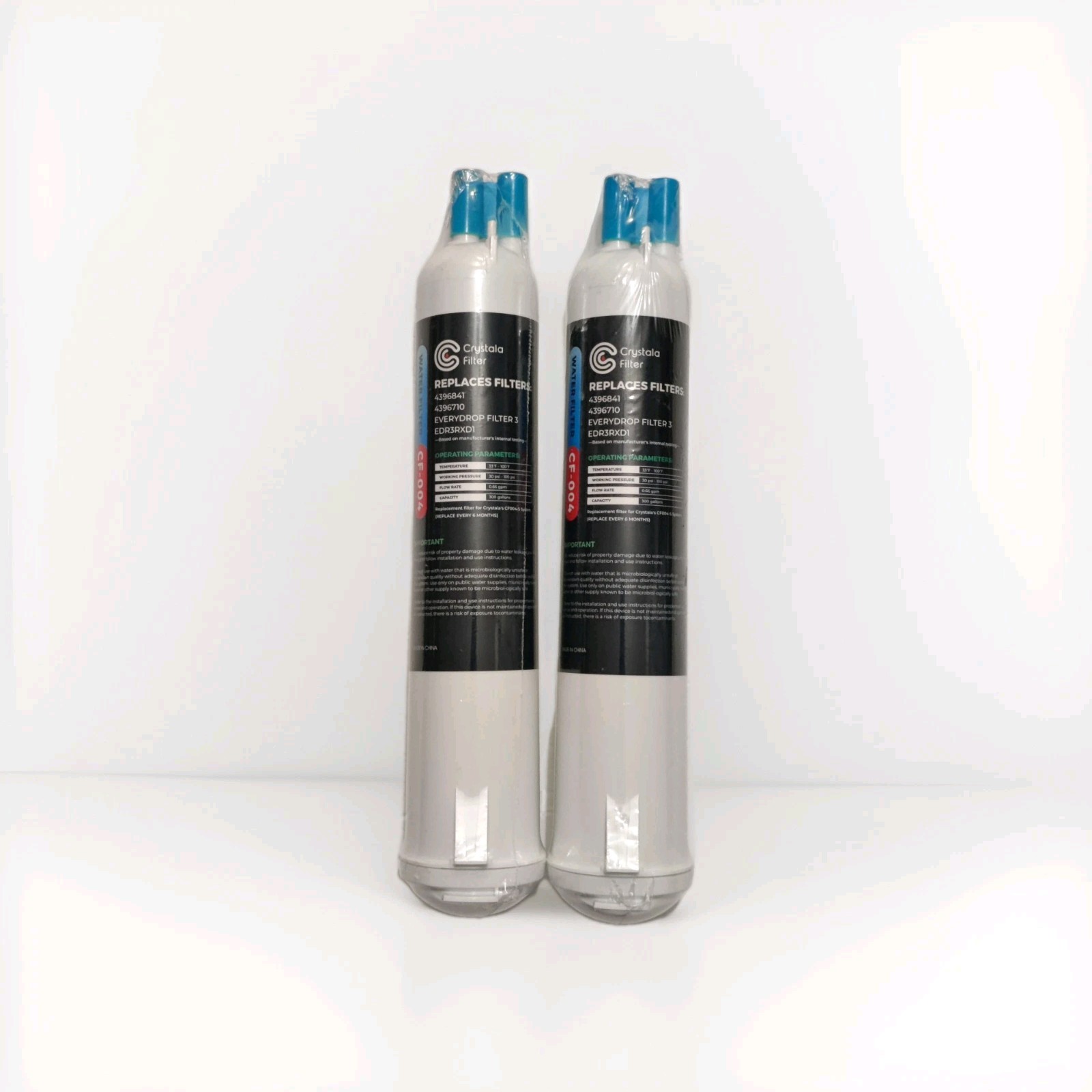 (2) Pack Crystala Filter CF-004 Refrigerator Replaces EDR3RXD1 4396841 4396710-
