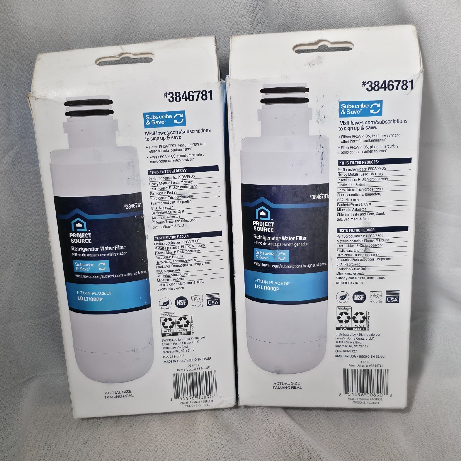 2-2 Packs Refrigerator Water Filters 3846781 Project Source NIB