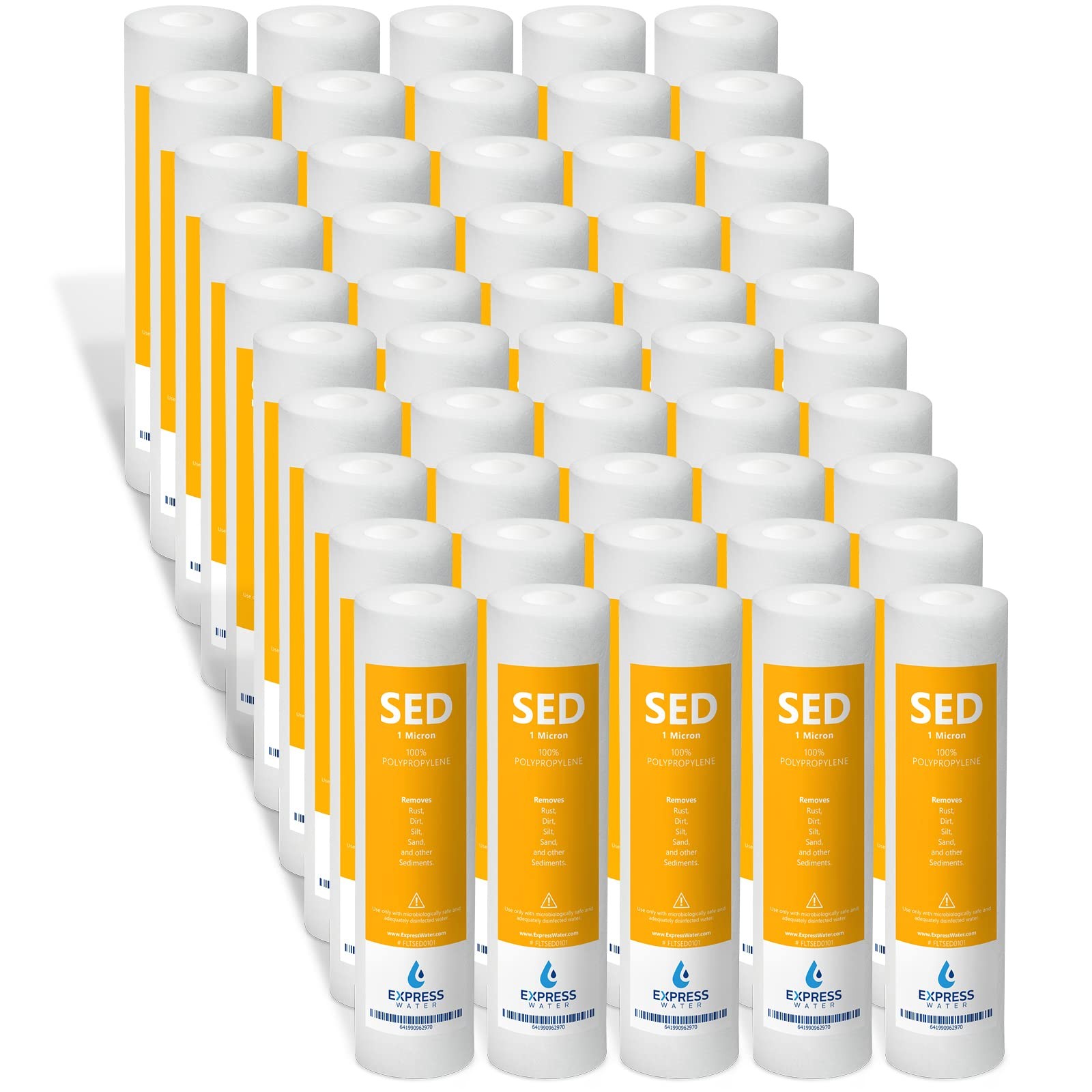 – 50 Pack Sediment Water Filter – 1 Micron, High Capacity – 10 inch – Under S…