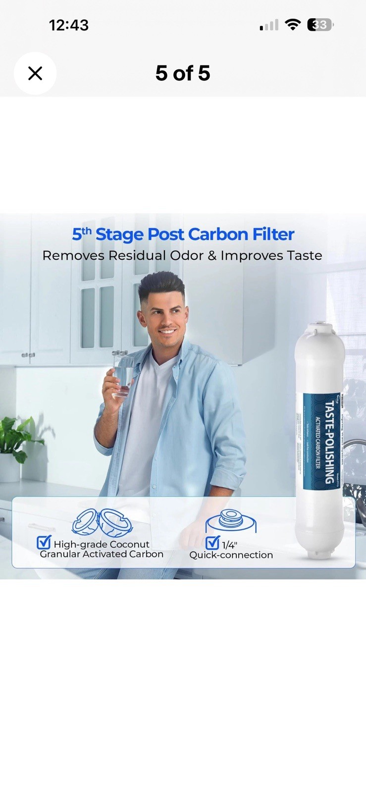 iSpring F7-GAC 1 Year Replacement Filter Cartridge Pack for 5 Stage RO Systems