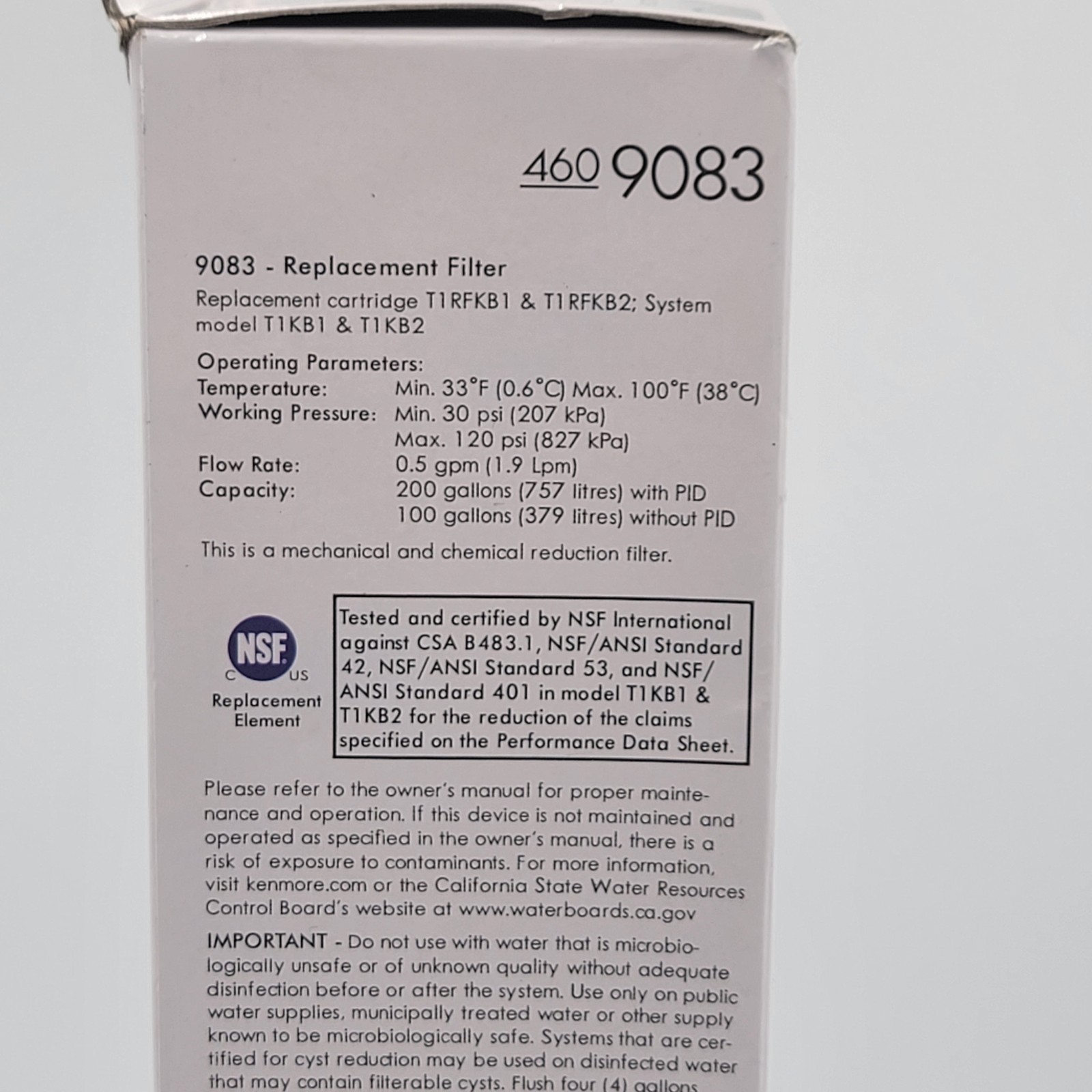 New 3PACK Kenmore 4609083 9083 Replacement Refrigerator Water Filter