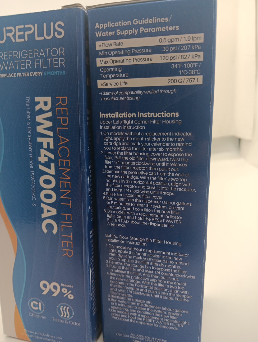 RWF4700AC Fit for LT1000P, ADQ747935, LMXS28626D, LMXS30796S water filter 2PACK