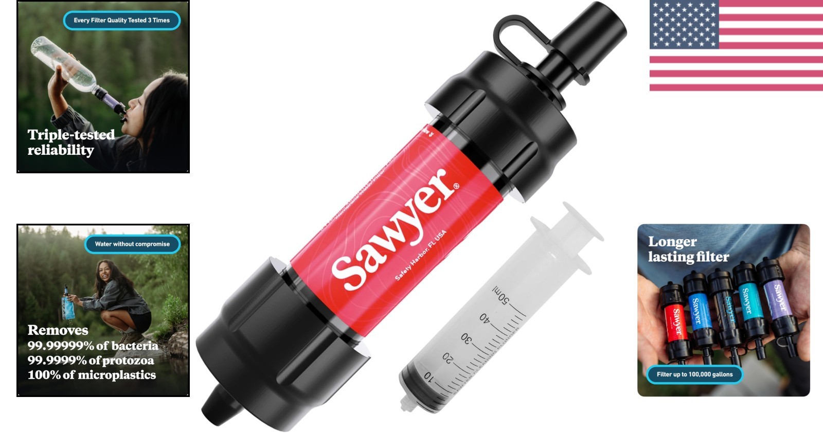 Portable Personal Water Filter – Removes 99.99999% Bacteria, Ideal for Travelers