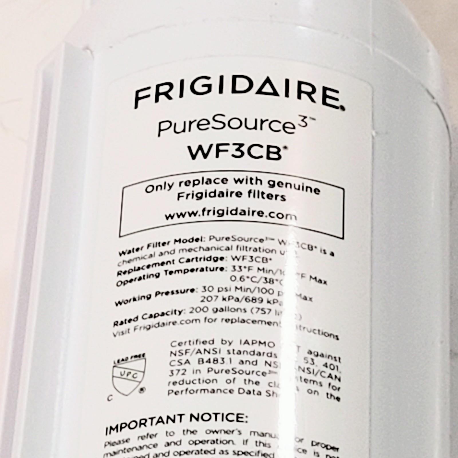 Lot Of 2 Genuine Frigidaire WF3CB PureSource3 Refrigerator Water Filters