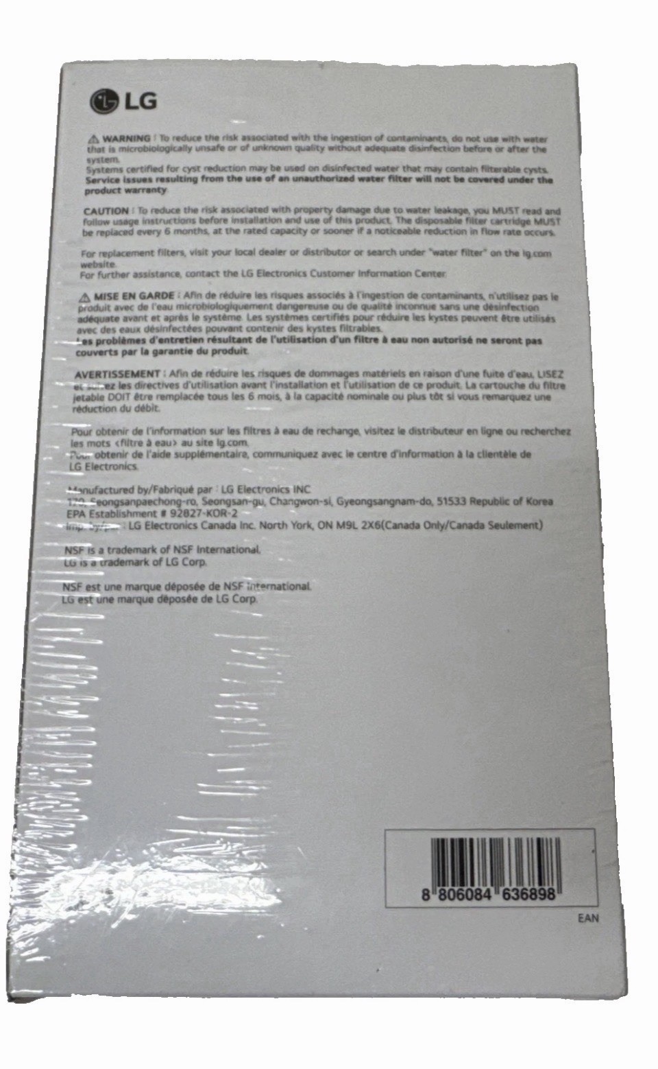 LG LT1000P2 6-Month / 200 Gallon Refrigerator Replacement Water Filter 2 Pack