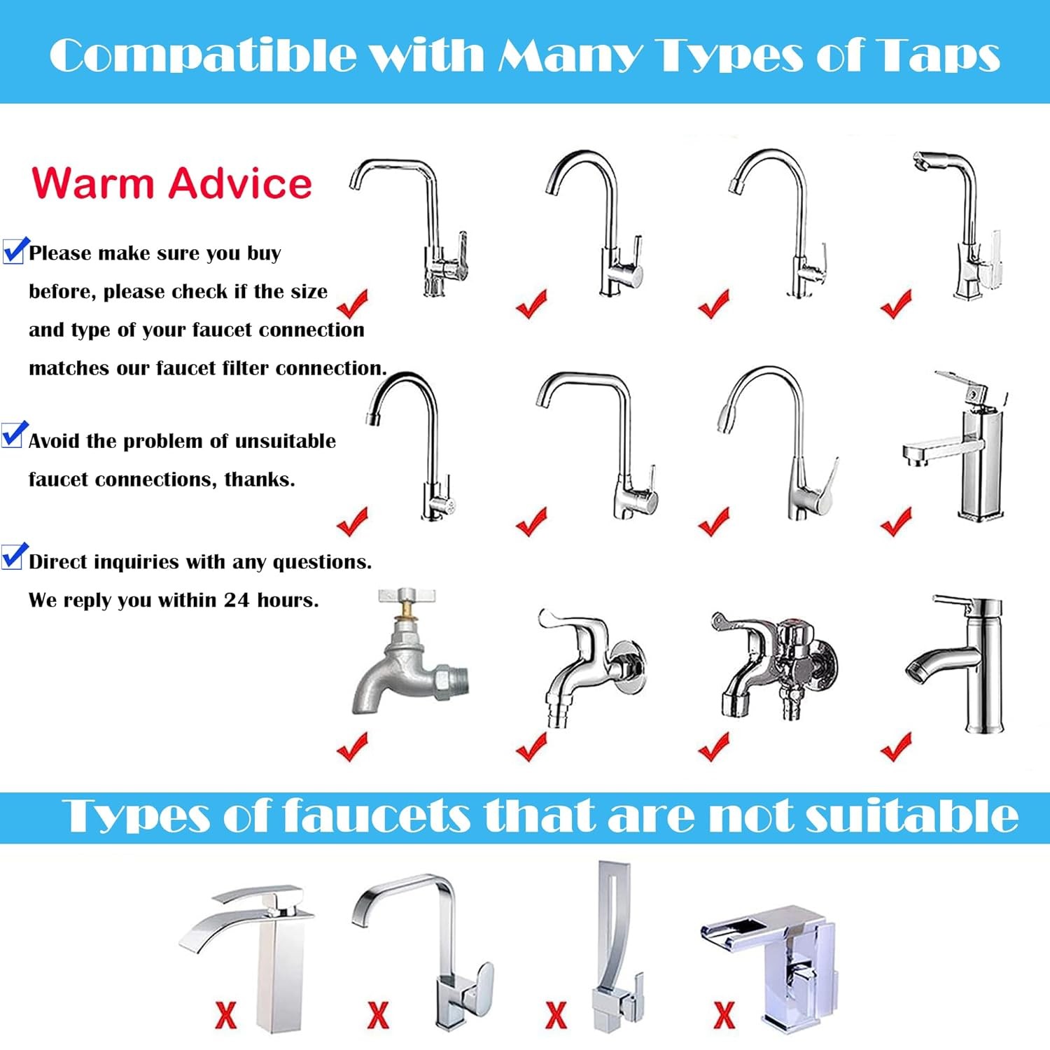 Faucet Water Filter Tap Filtration Kitchen Sink Mount Purifier System 360°Rotate