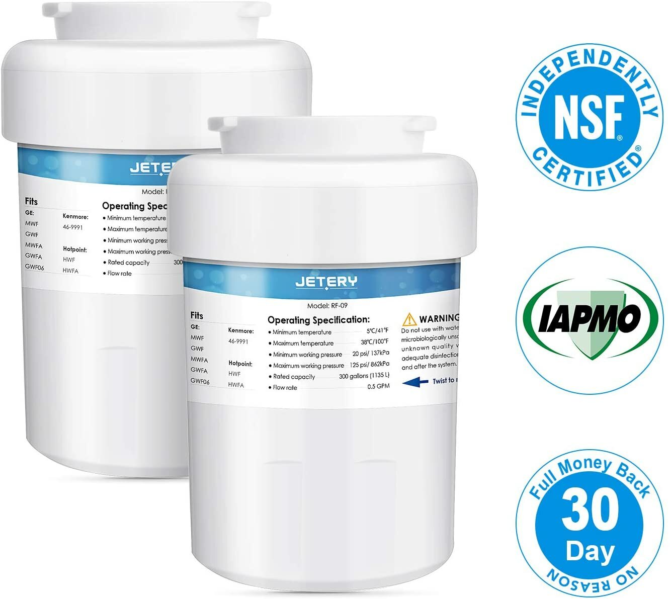 2 Pack Jetery GE MWF Refrigerator Water Filter MWF MWFA MWFP GWF HWF 46-9991 FMG