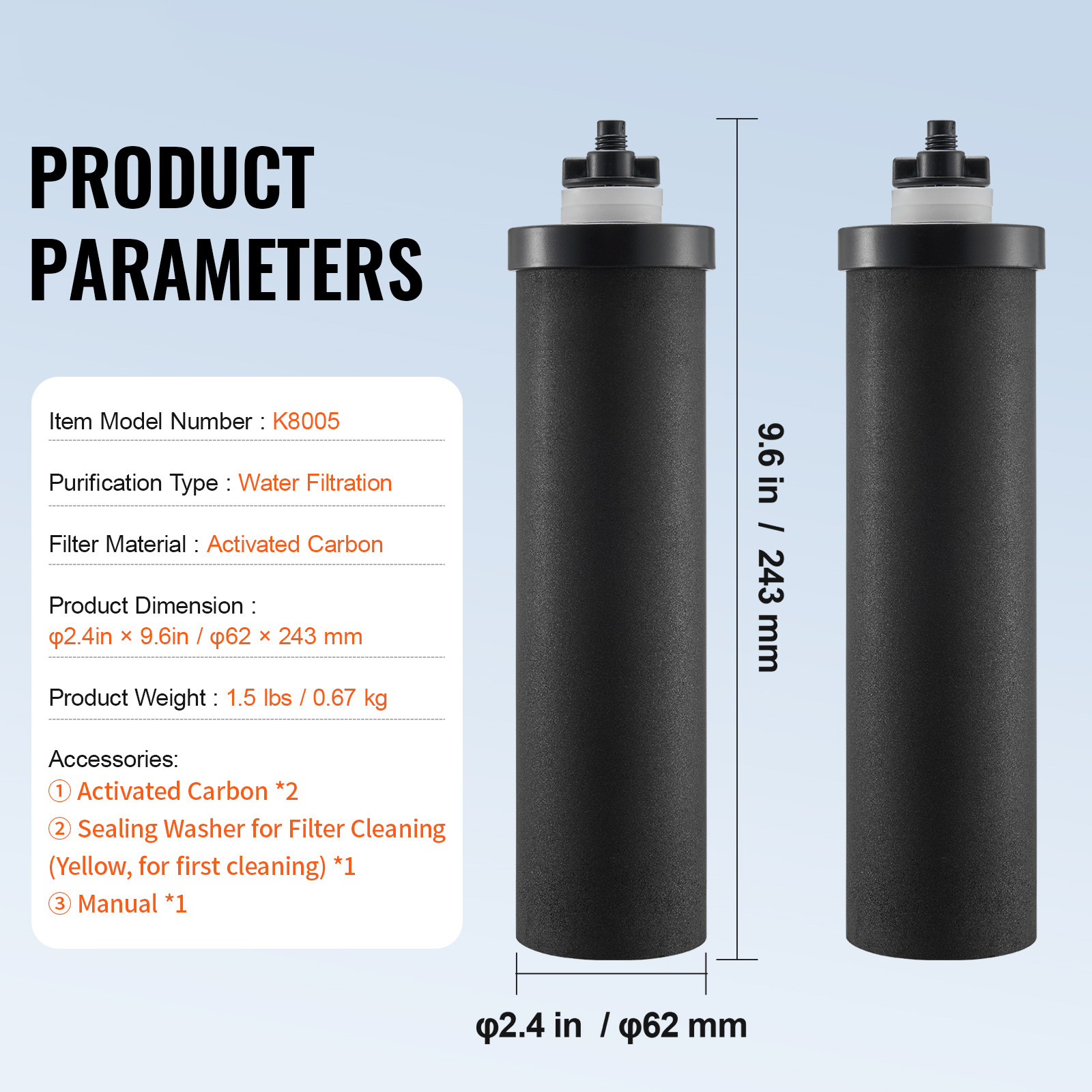 Purification Water Filter Replacement for Gravity Filter System 2 Pack