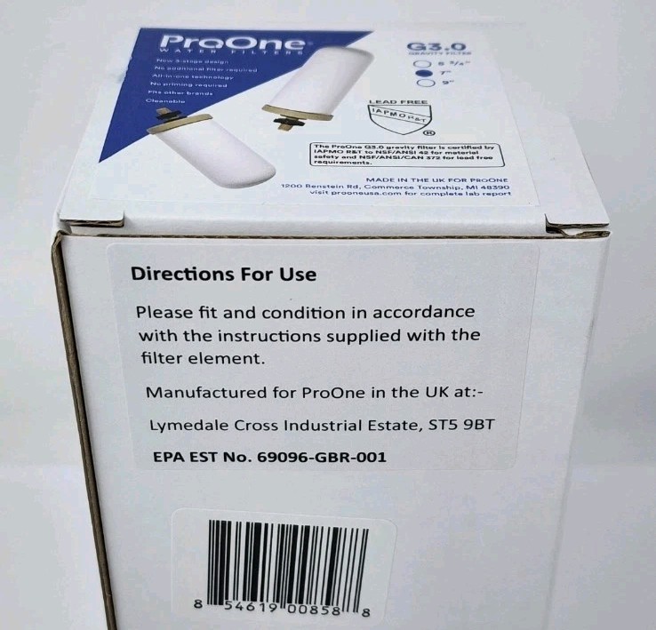 ProOne G3.0 7 Inch Ceramic Gravity Countertop Water Filter 3-Stage All-In-One