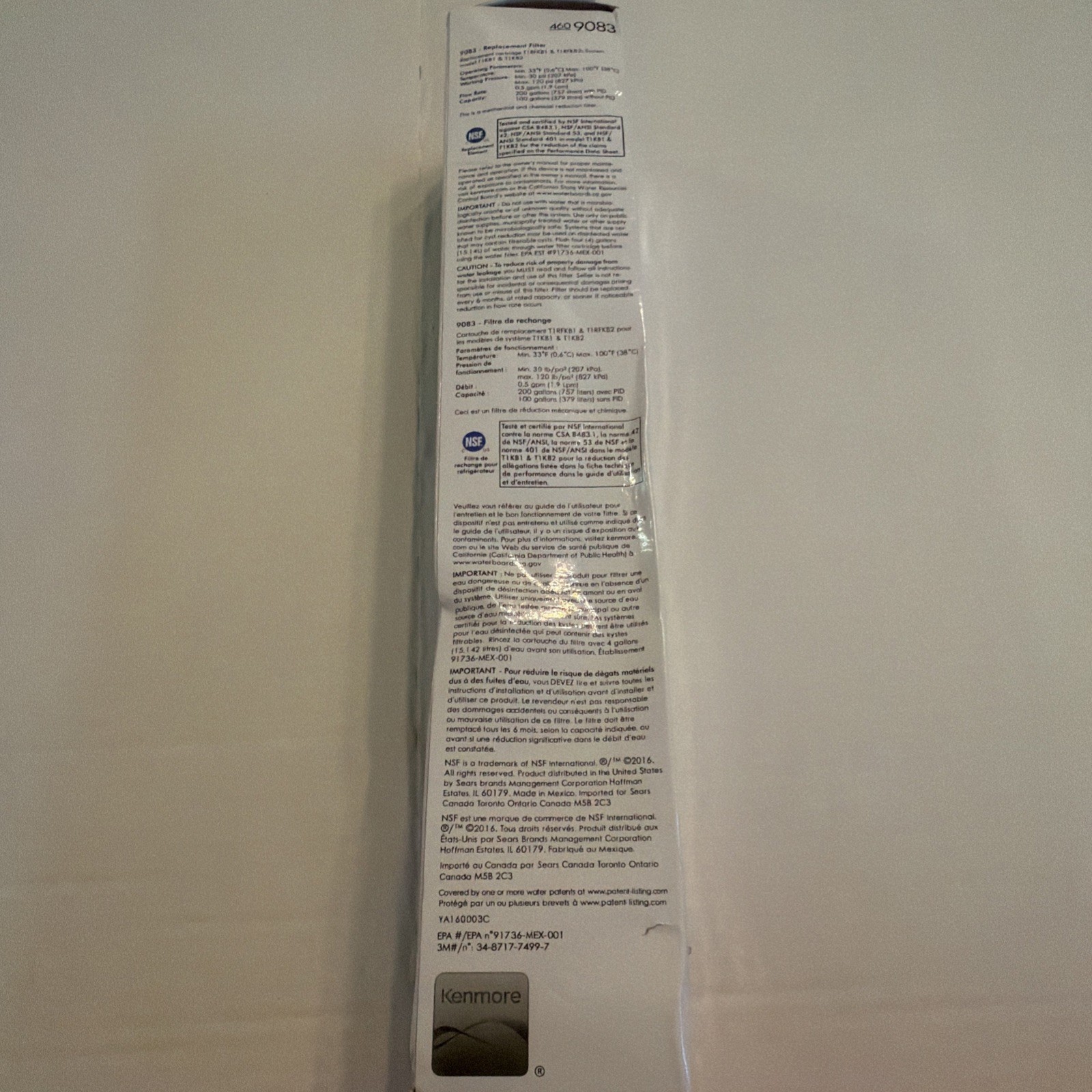 Genuine OEM 9083 Kenmore 4609083 Replacement Refrigerator Water Filter 4609030