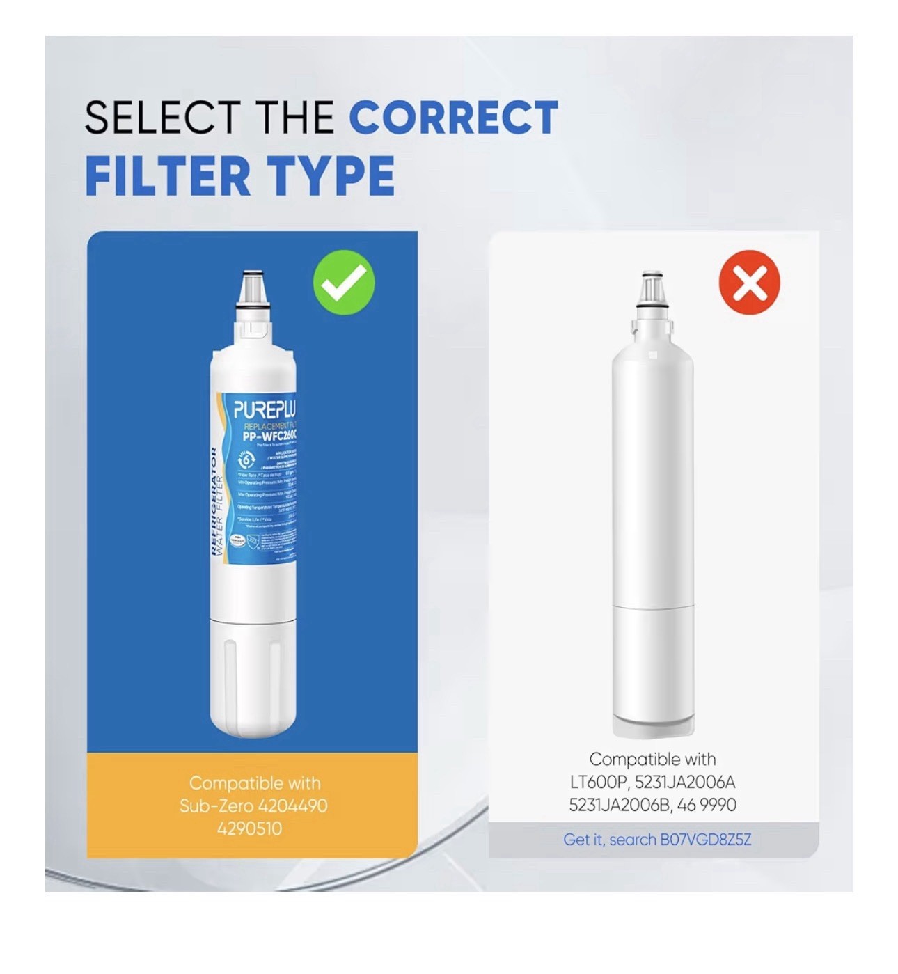 PUREPLUS 4204490 Replacement For Sub-Zero Refrigerator Filter -1 filter