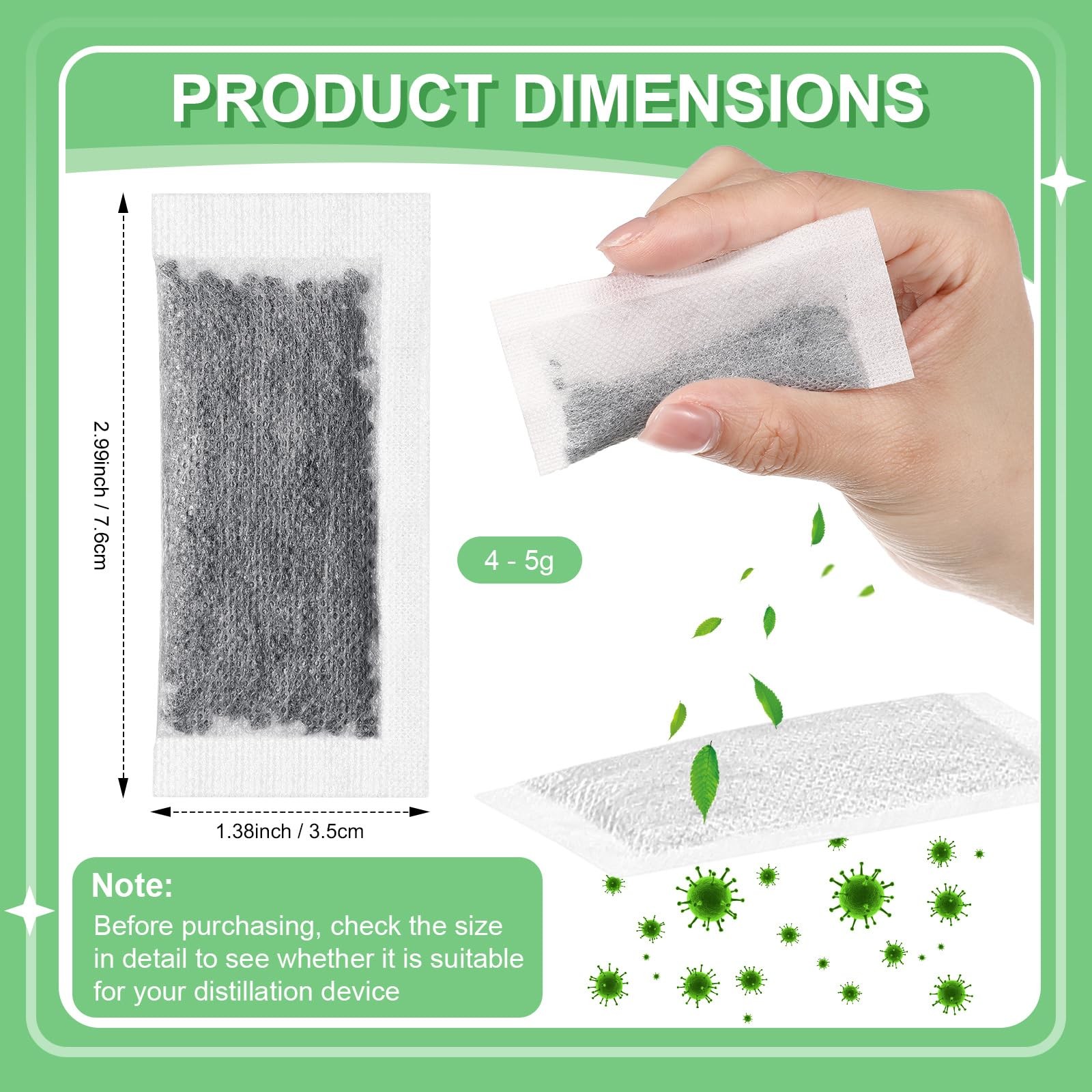 24 Packs Replacement Activated Charcoal 1.38 x 2.99 inches/ 3.5 x 7.6 cm