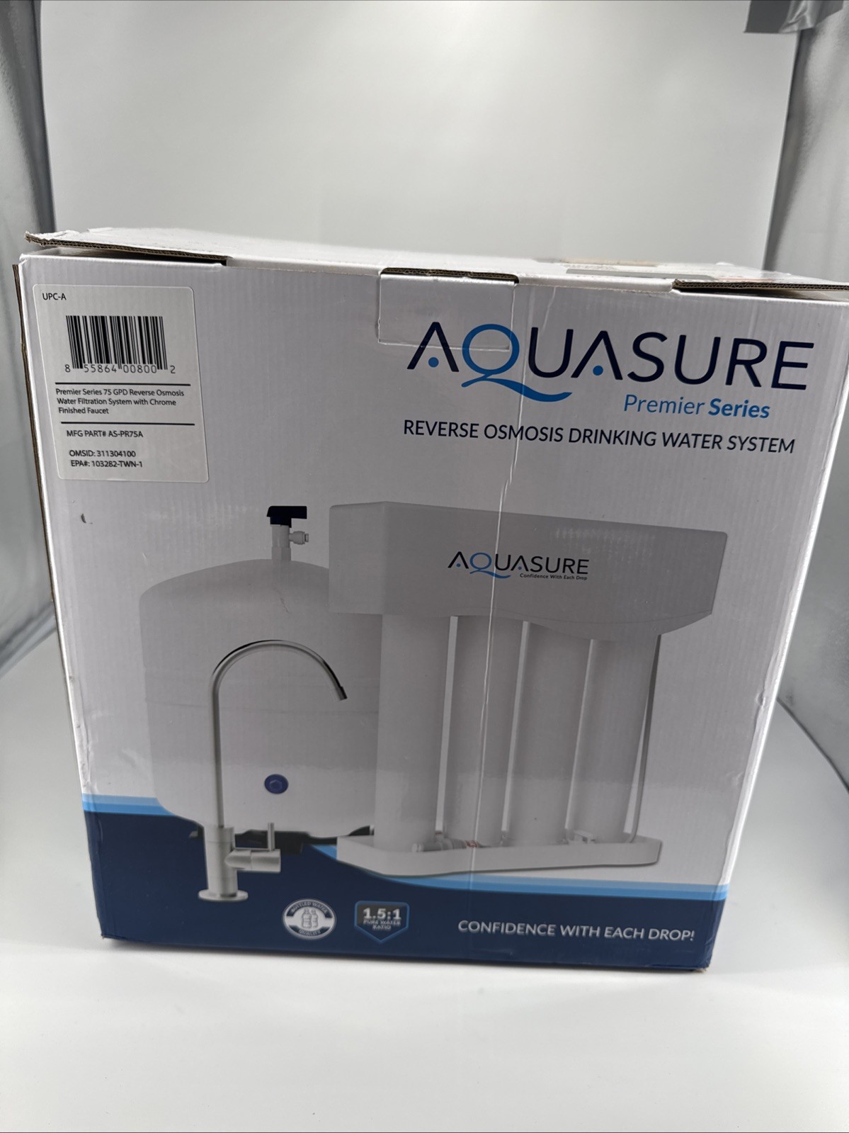 AQUASURE Premier 75 GPD Reverse Osmosis Filtration System w/ Chrome Faucet