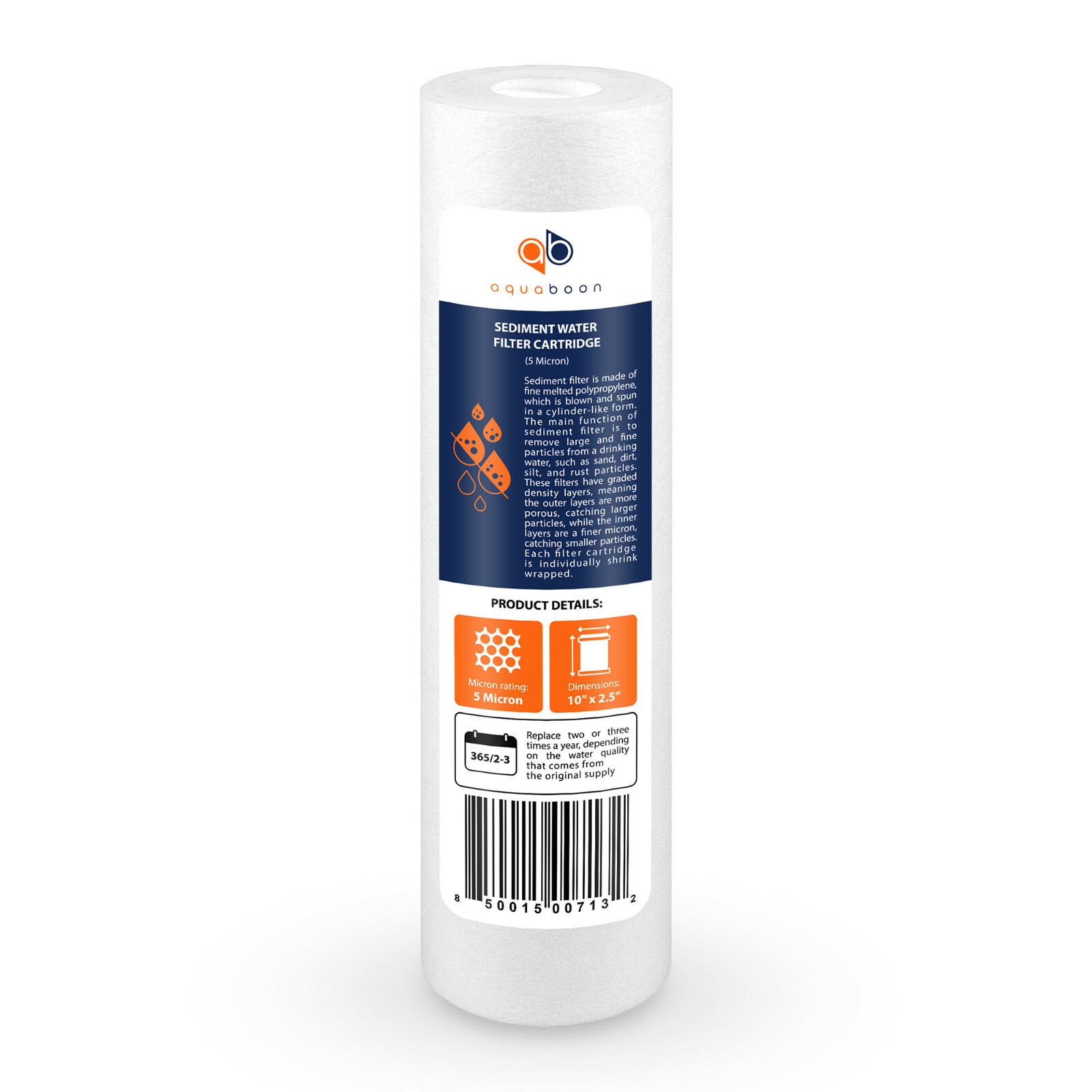 25-PACK 5 Mic Sediment Water Filter Cartridges Standard Size 10×2.5″ by Aquaboon