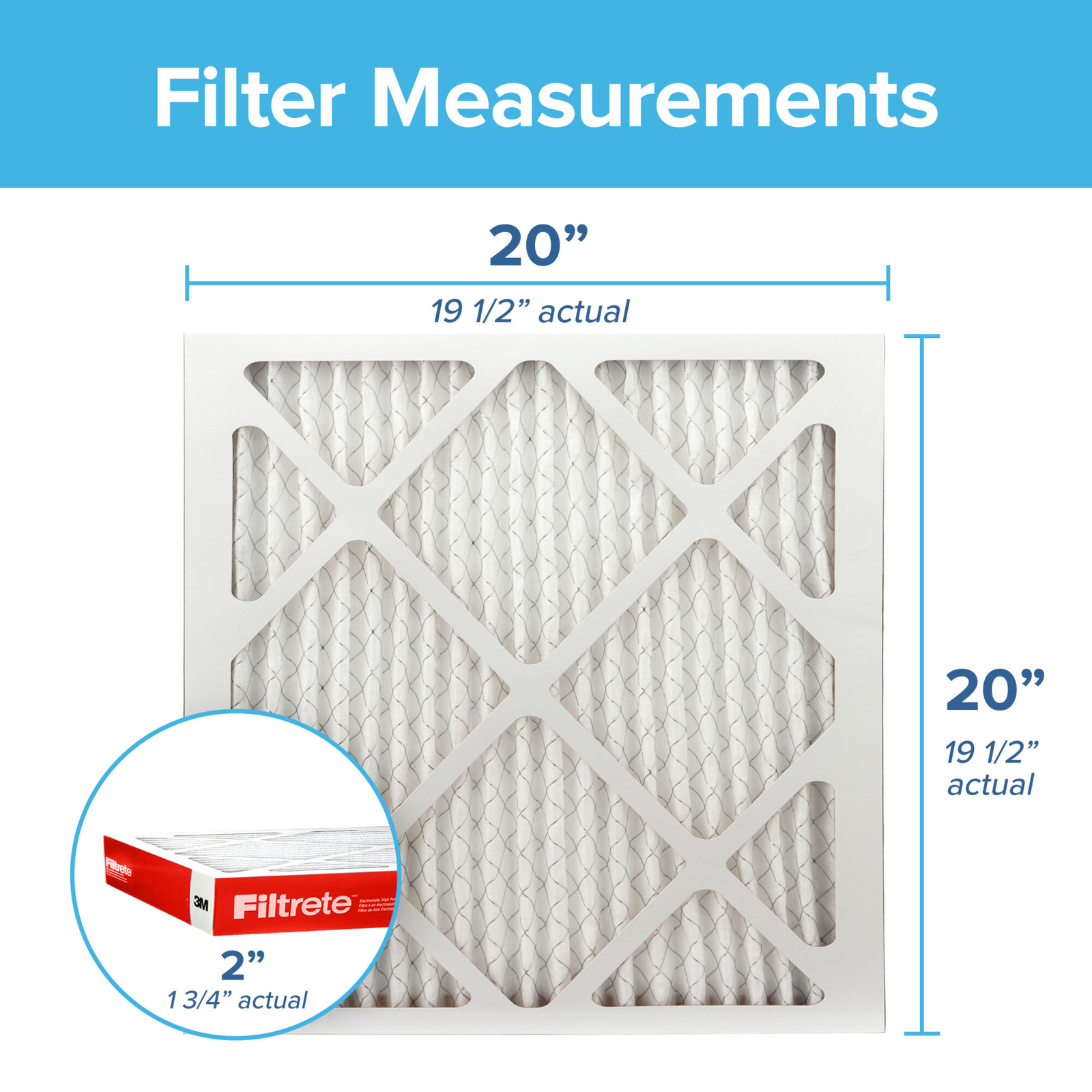 Filtrete Electrostatic Air Filter, 1000 MPR, NADP02-2IN-4, 20 in x 20in x 2 in