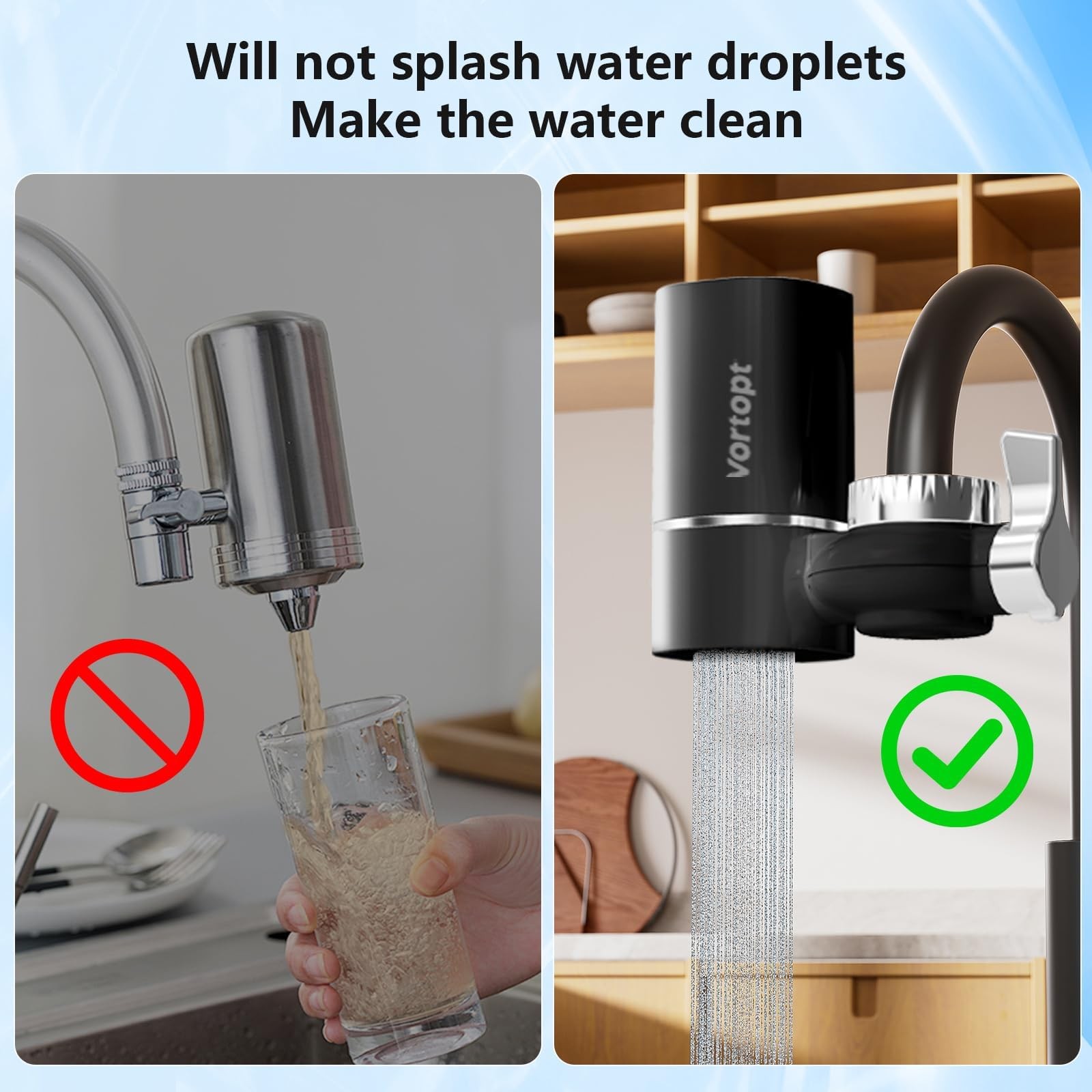 Vortopt Faucet Filter,NSF Certified,400 Gallon High Efficiency Water Purifica…