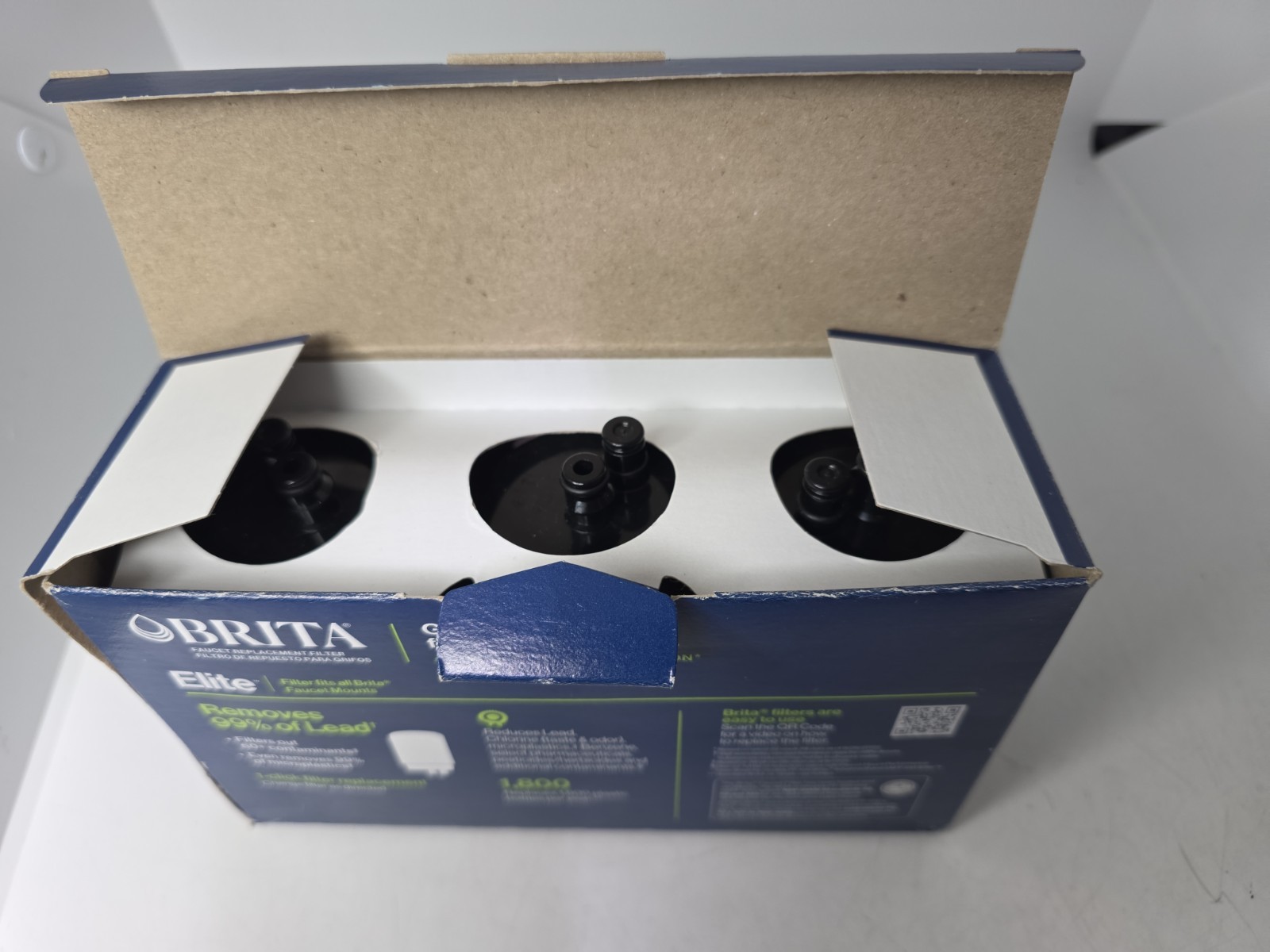 Brita Elite Tap Water Filtration System for Faucets 3 Filters. Removes 99%. D