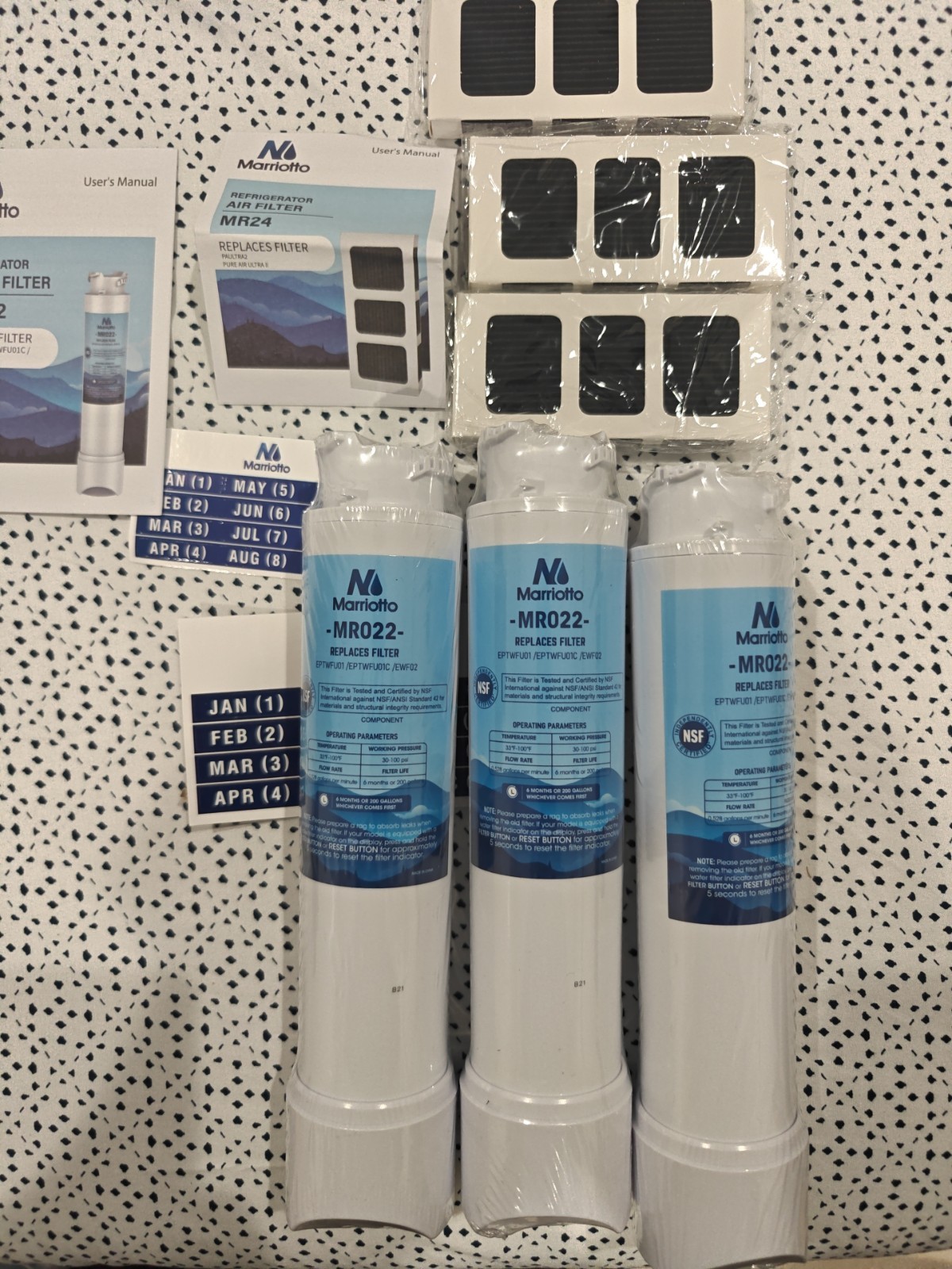 Marriotto MR022 Replacement Water Filter with Air Filter 3 Pack And Mr24 Filters