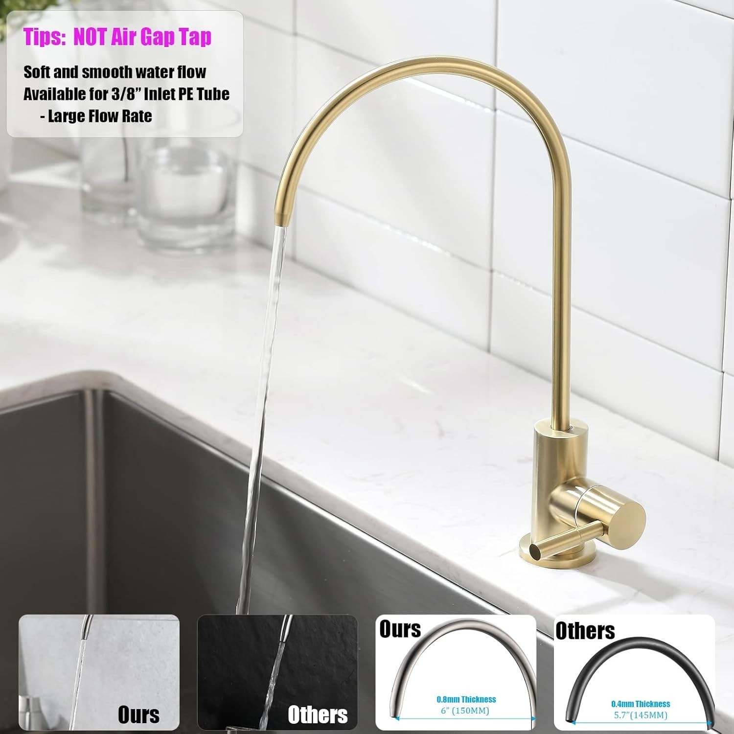 Gold Water Filter Faucet for Kitchen – Leak-Proof Design & Easy Install