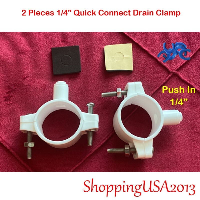 2 Drain Clamp 1/4″ Quick Connect Push In Water Filter RO Reverse Osmosis System