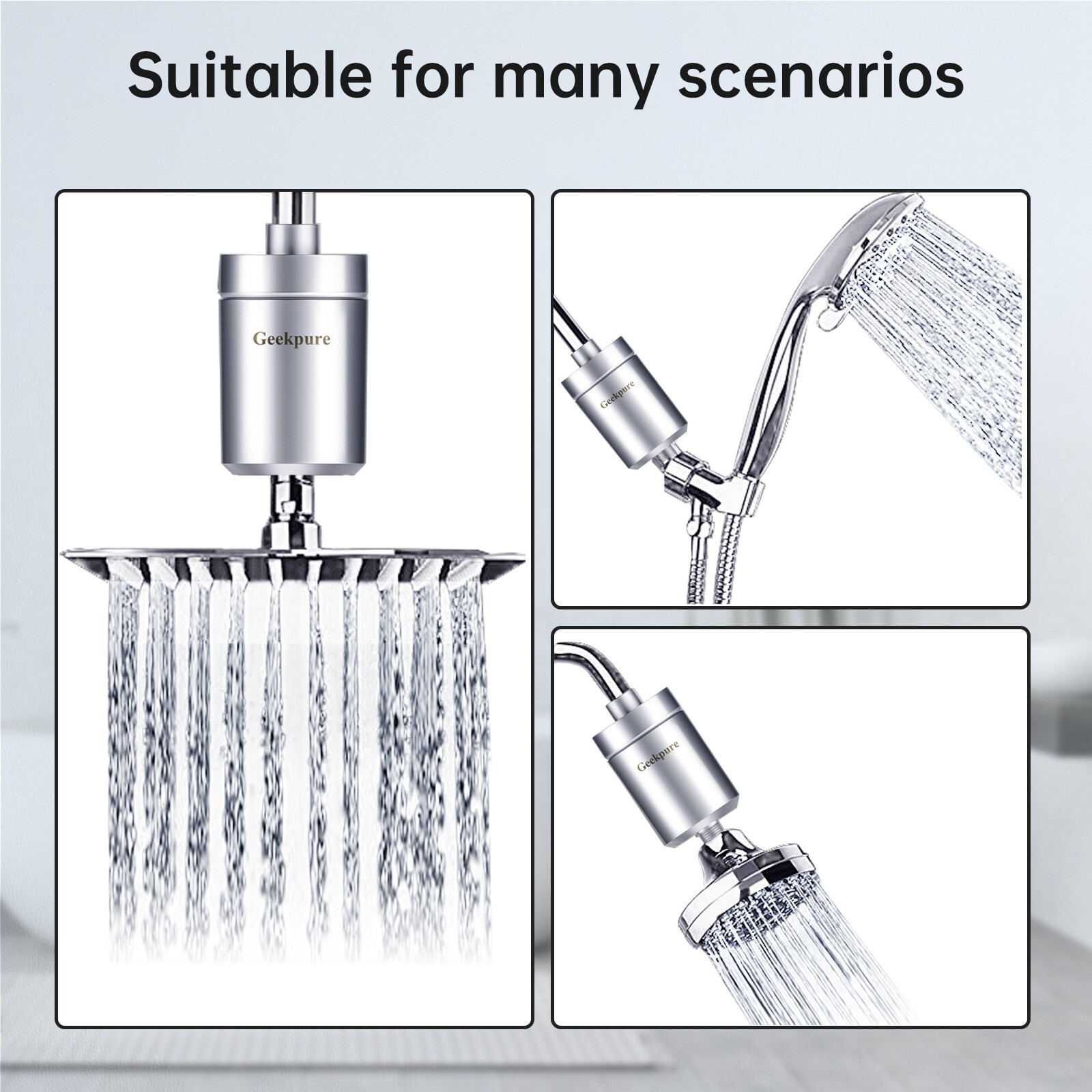 Geekpure 5-stage Shower Filter Reduces Chlorine Odor Rust Improves Skin Hair