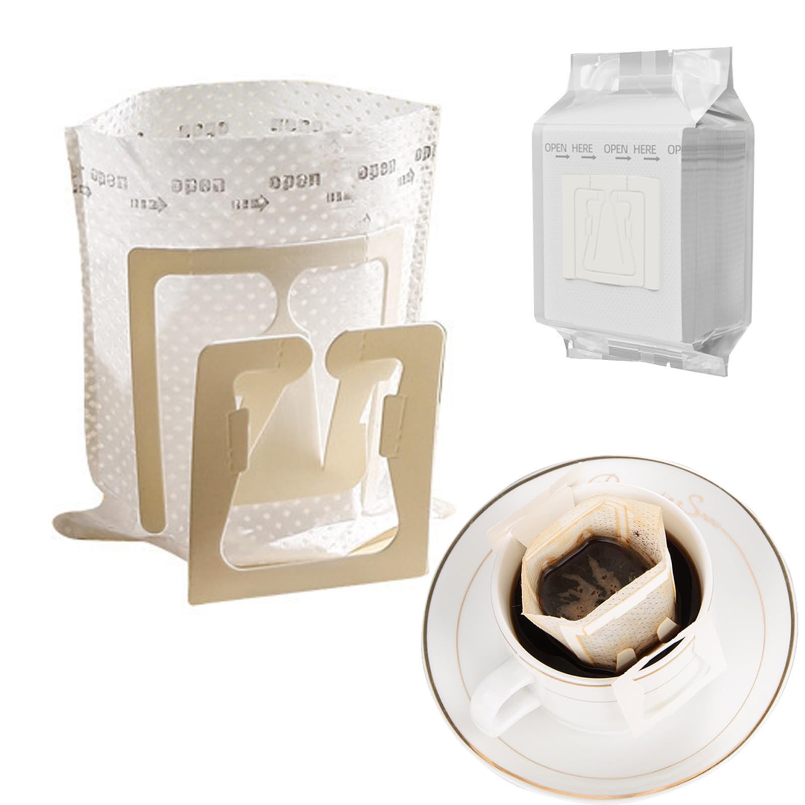 SZLYTYUN 50PCS Portable Coffee Filter Paper Hanging Ear Drip 50pcs, White