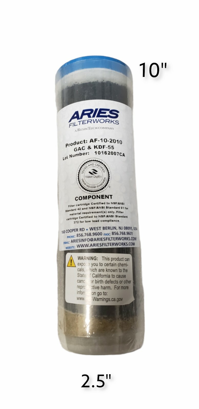 Aries AF-10-2010 25 Micron Standard 10 x 2.5 KDF55 Carbon Water FIlter