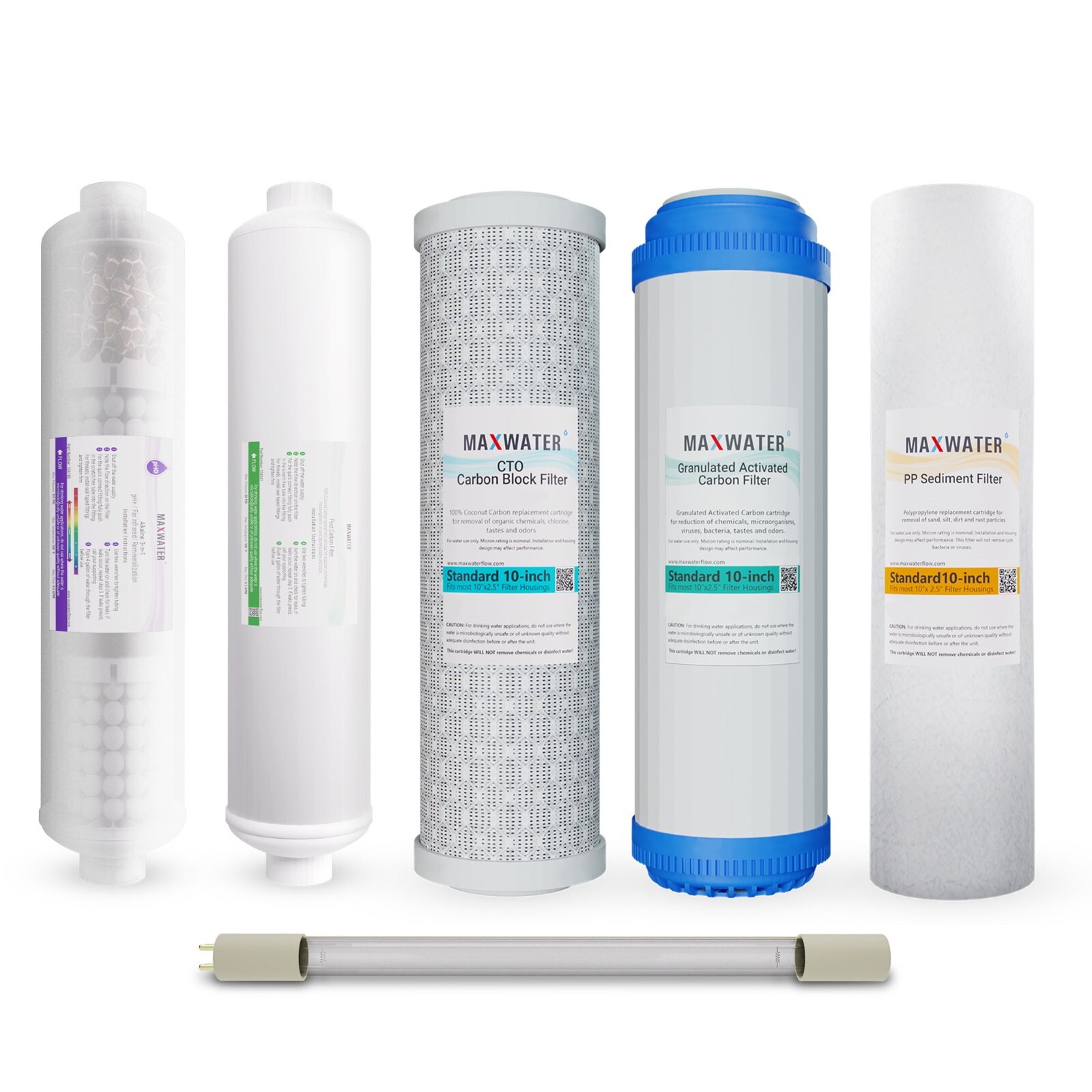 9 Stage Reverse Osmosis System Filter Set, 3 in1 Alkaline with UV 4 Pins Lamp