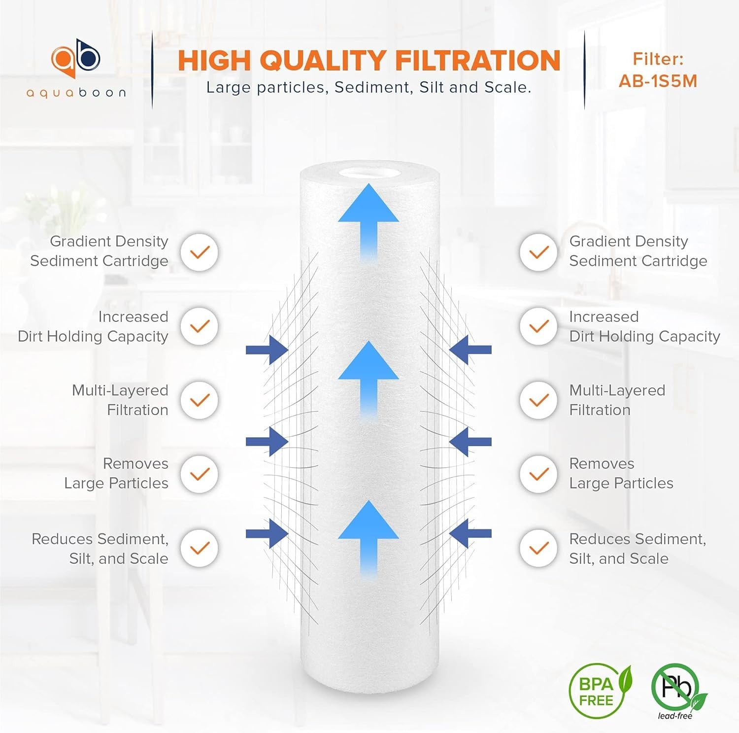 Enhanced Filtration 10 by 2.5 Inch Sediment Filter Universal Fit for Clean Water