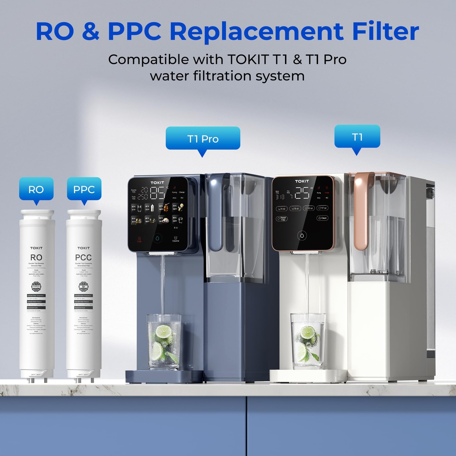 PCC Replacement Filter for T1&T1Pro, NSF/ANSI 58 Certified, Reduce TDS, Repla…