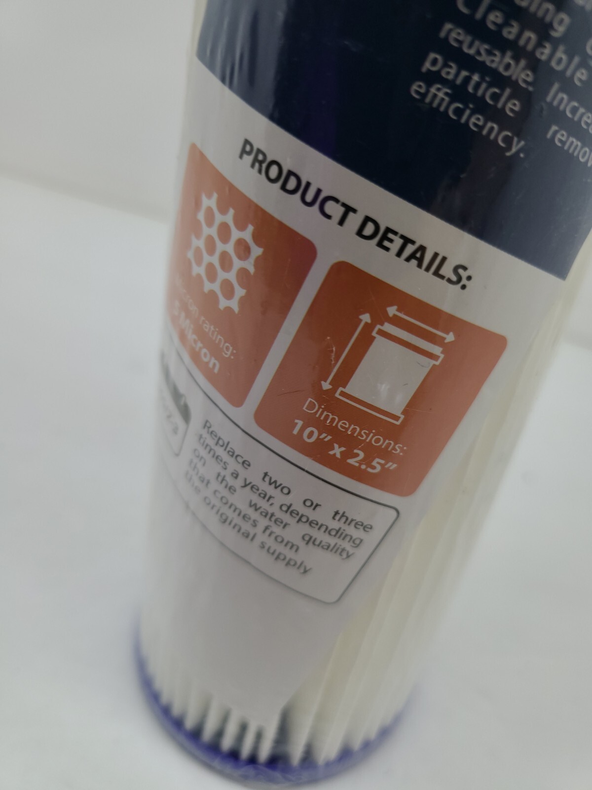 Aquaboon 5 micron Pleated Sediment Water Filter Cartridge 10″x2.5″ Standard Size