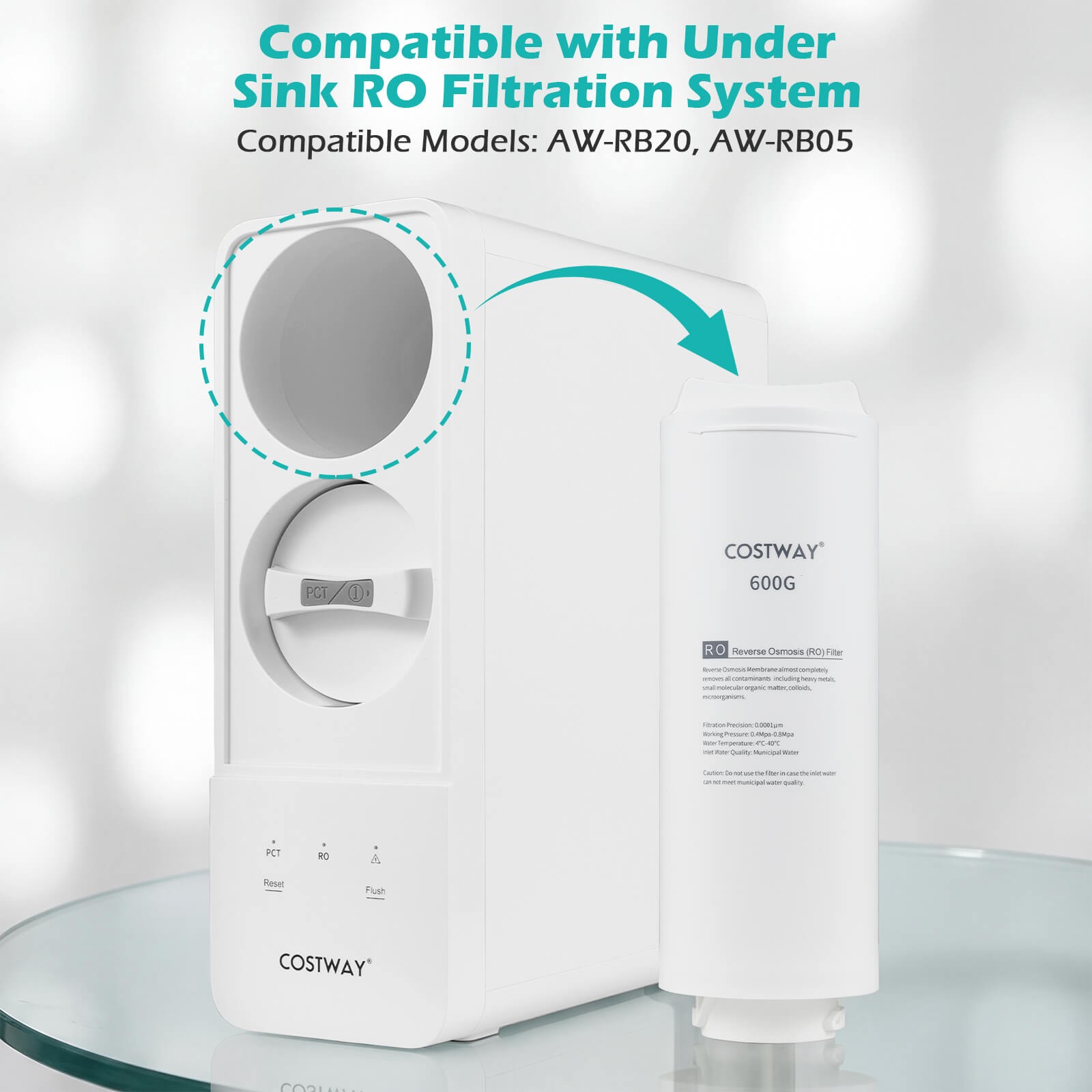600 GPD Replacement RO Filter for AW-RB20/RB05 Under-Sink Reverse Osmosis System