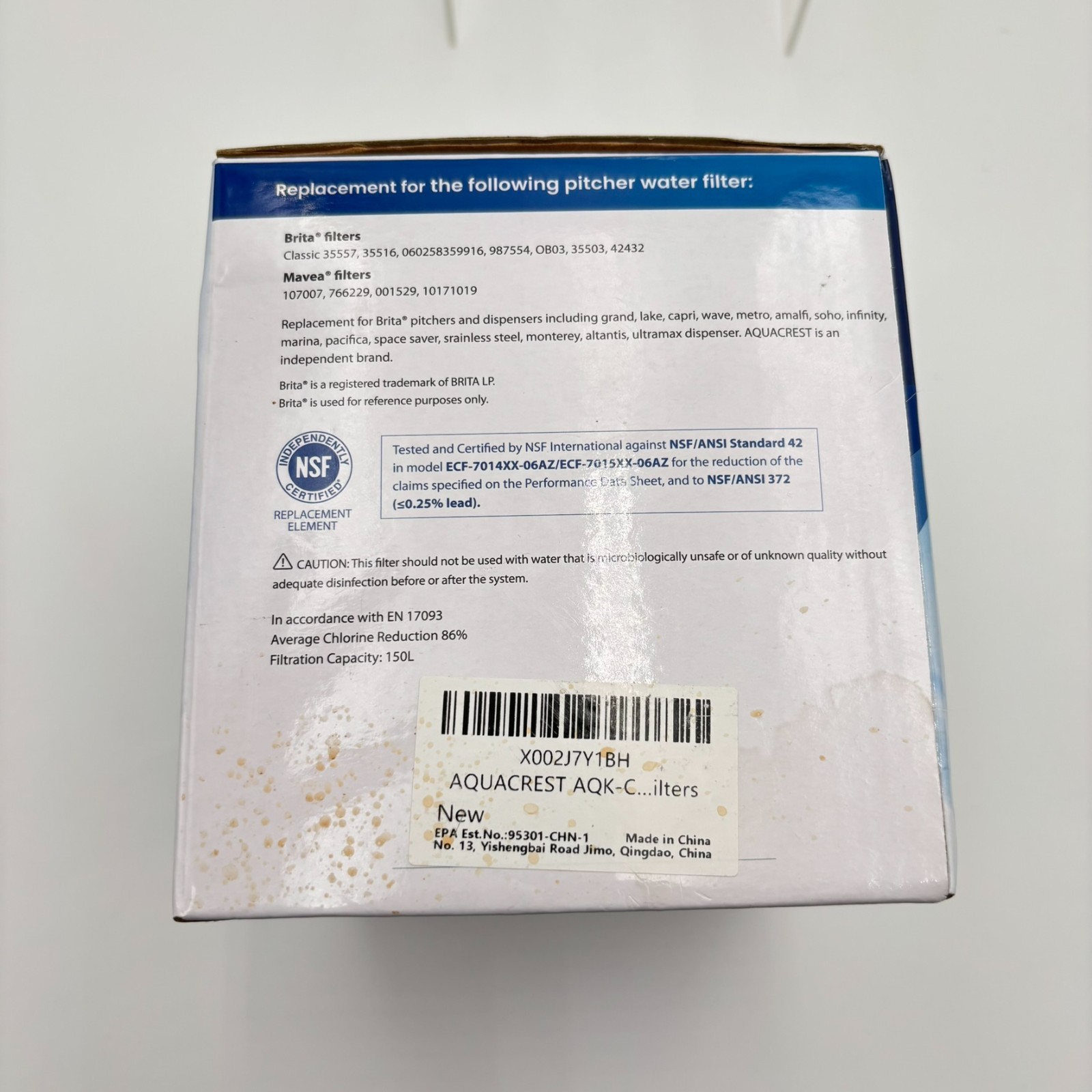 Aqua Crest AQK-CF06A 6 Pack Water Filter Replacement For Brita Pitchers BPA Free