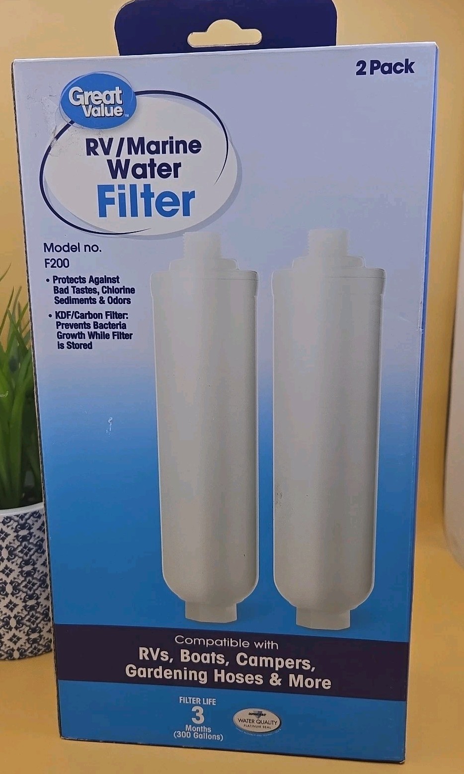 RV/Marine/Campers Water Filters 2 Pack #F200 By Great Value 3 Months (300 Gal)