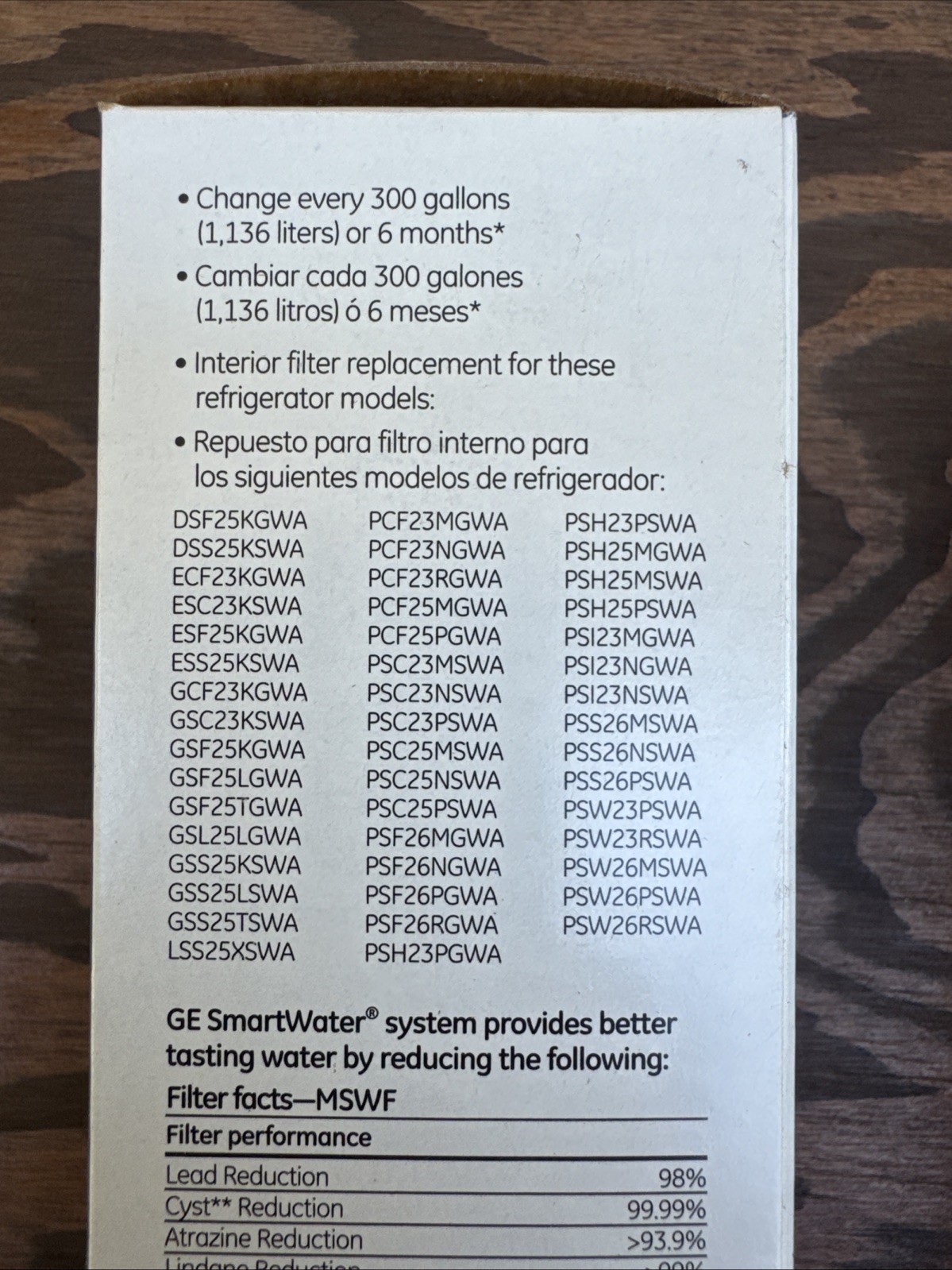 GE MSWF refrigerator water filter replacement SmartWater Filter new – 2 PACK