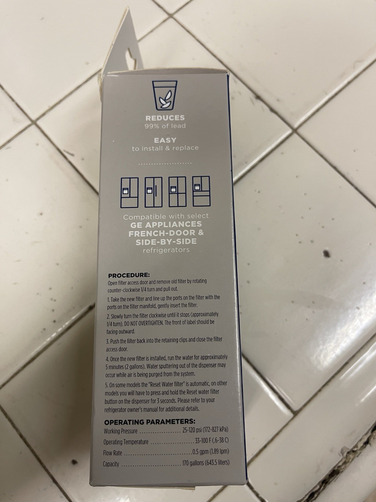GE Appliances XWFE Refrigerator Water Filter 170 gal Carbon Lead BPA PFAS