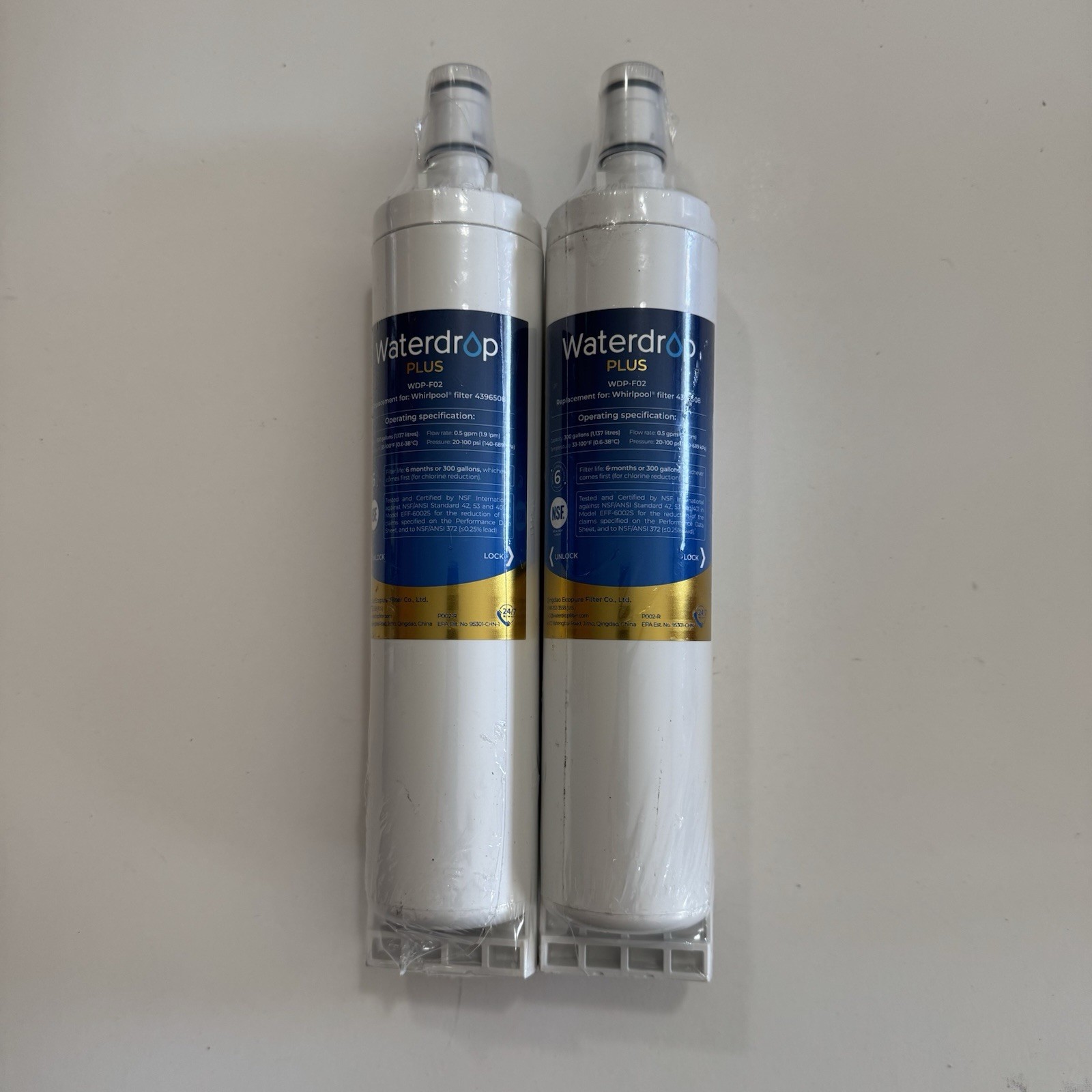 Waterdrop Plus WDP-F25 Water Filter Replacement 300 Gallons 2 Pack New E45