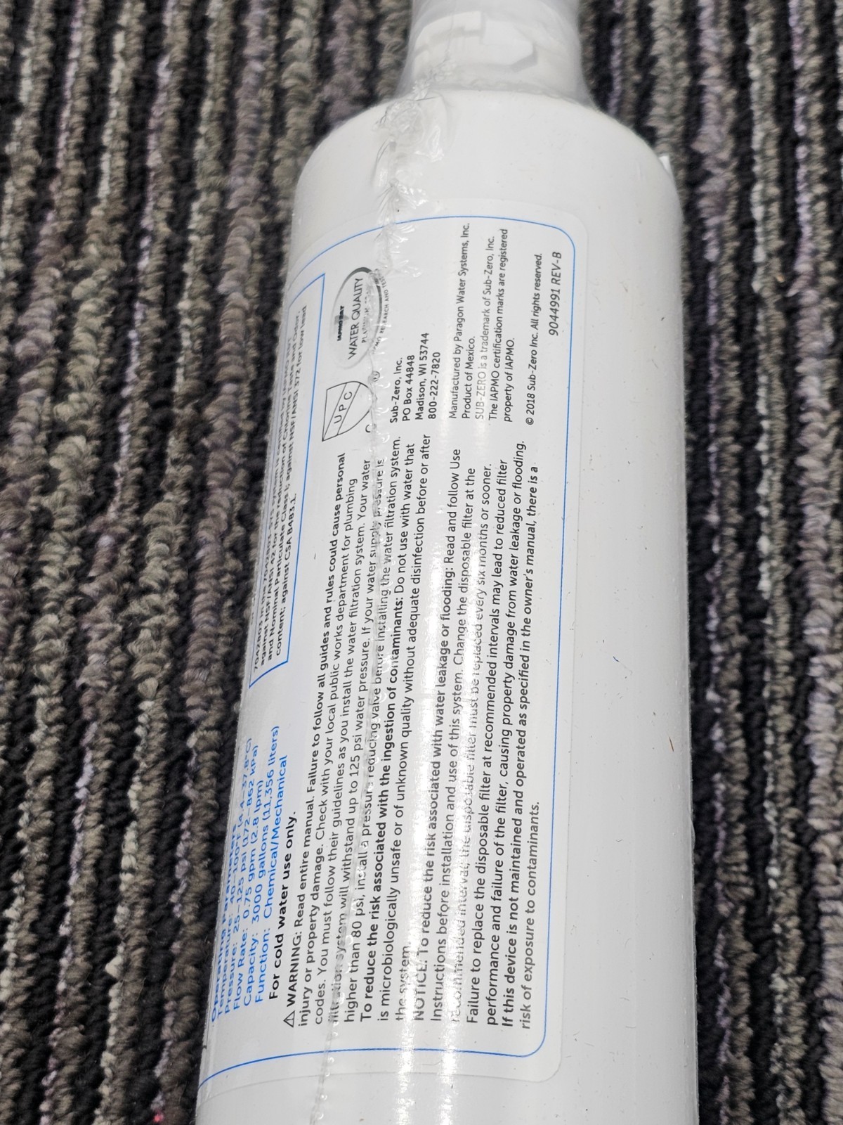 Sub-Zero 7042803 Ice Maker Water Filter Water Filtration For UC-15 and UC-15IO