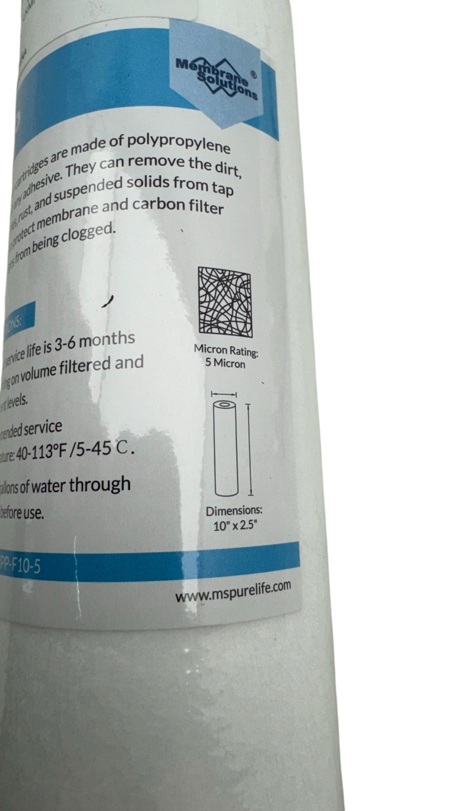 Membrane Solution 10″x2.5″ Whole House Sediment Water Filter MPP-F10-5 Lot of 6