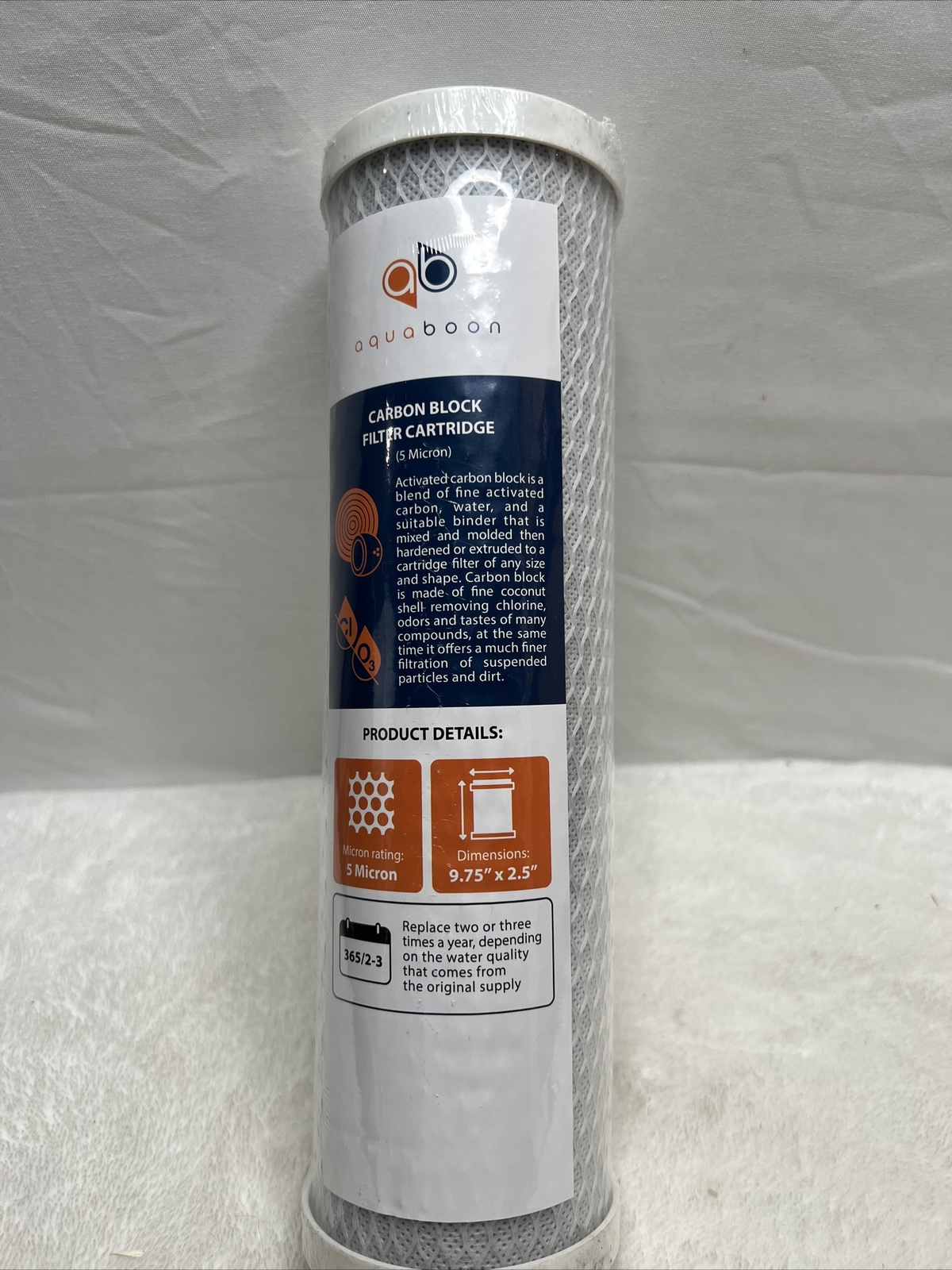 Aquaboon Reverse Osmosis 5 Micron 9.75 x 2.5 Inch. Carbon Block Filter Cartridge