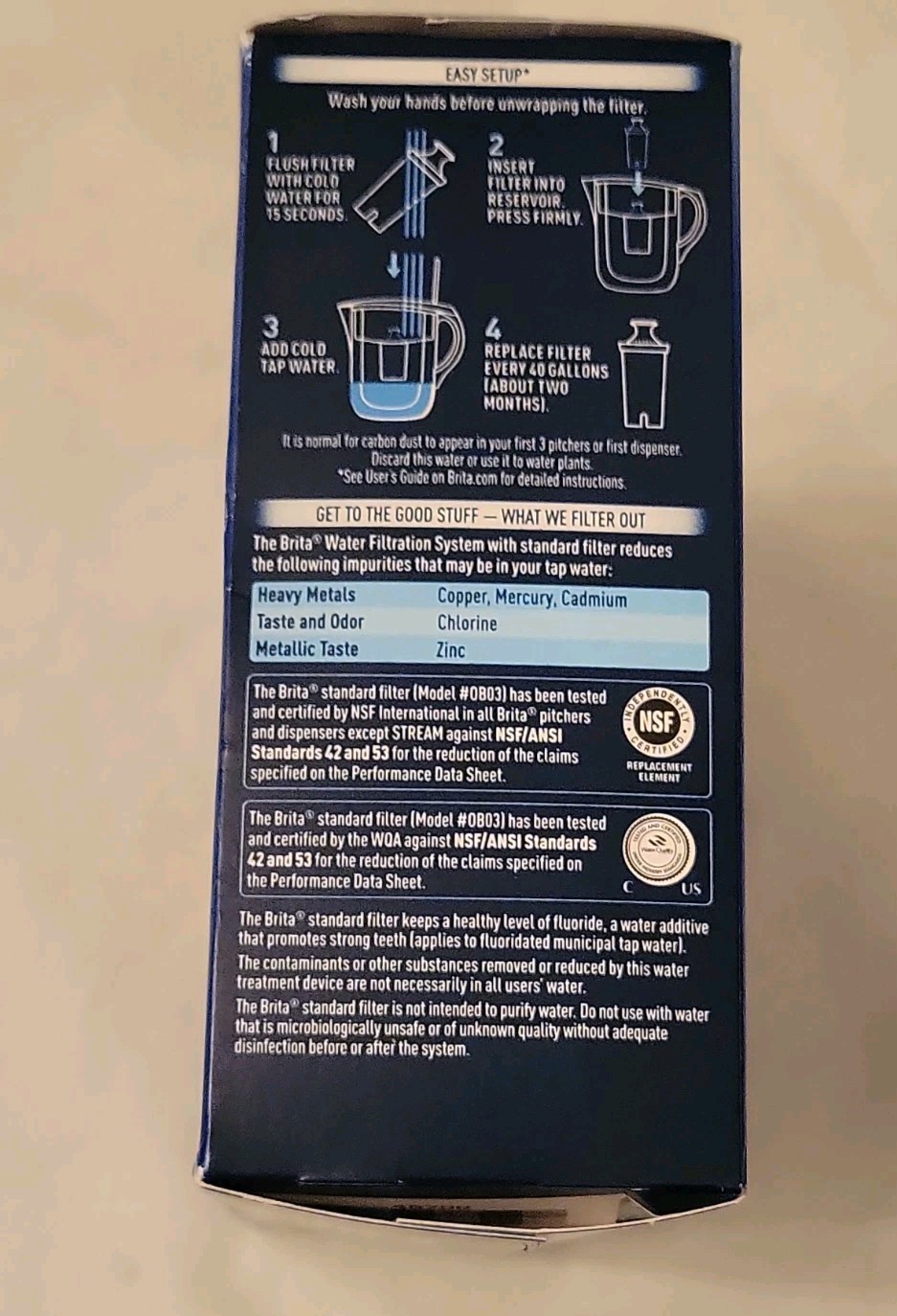 Brita Standard Water Filter 0B03 Replacement 3 Pack Pitchers Dispensers