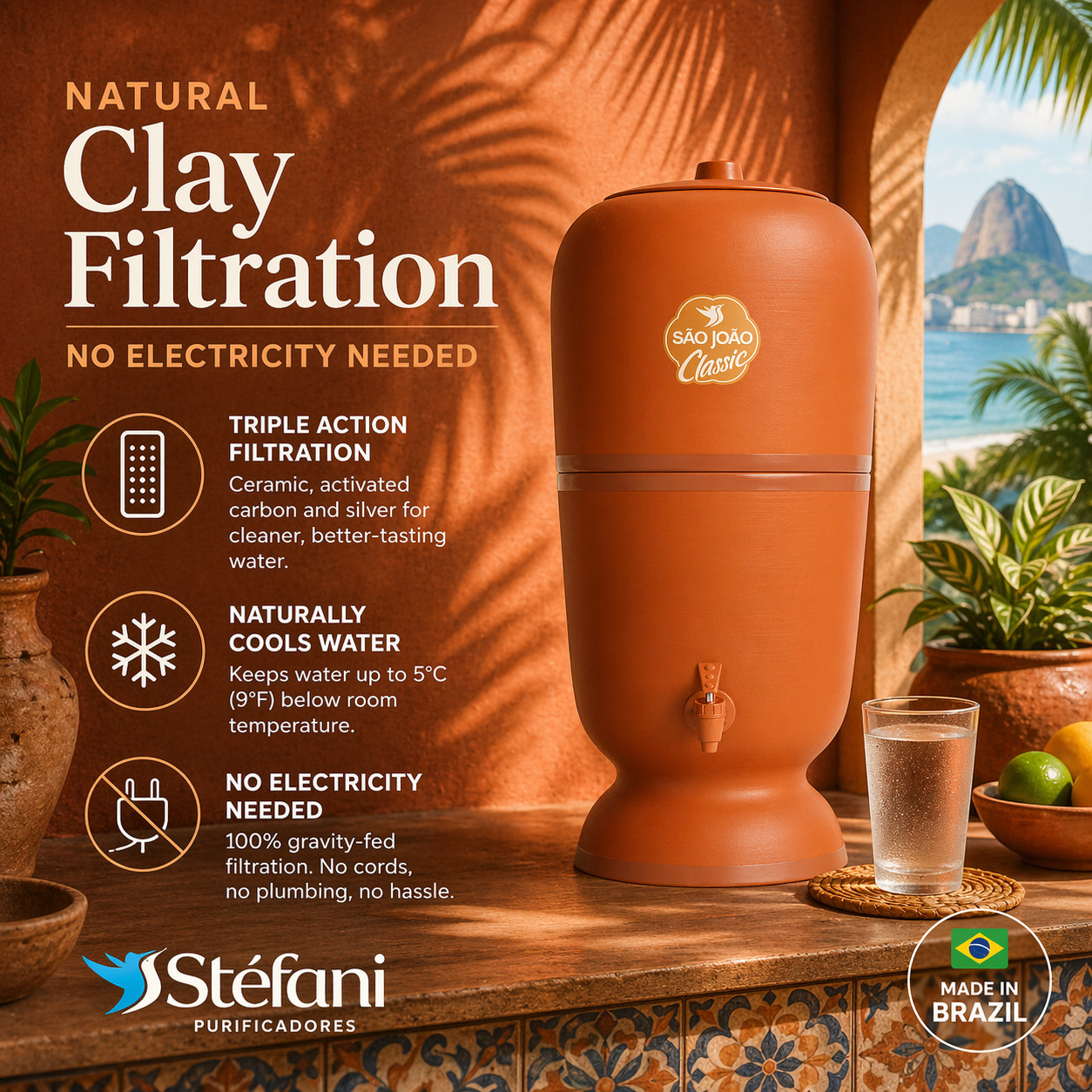 Stefani São João Classic Clay Water Filter – Traditional Brazilian Filtration