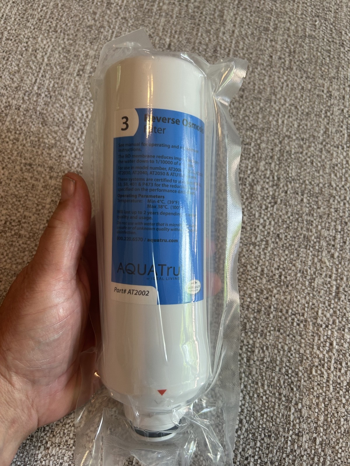 AQUATru- AT2002 Reverse Osmosis Stage 3 Replacement Water Filter- NEW- #4