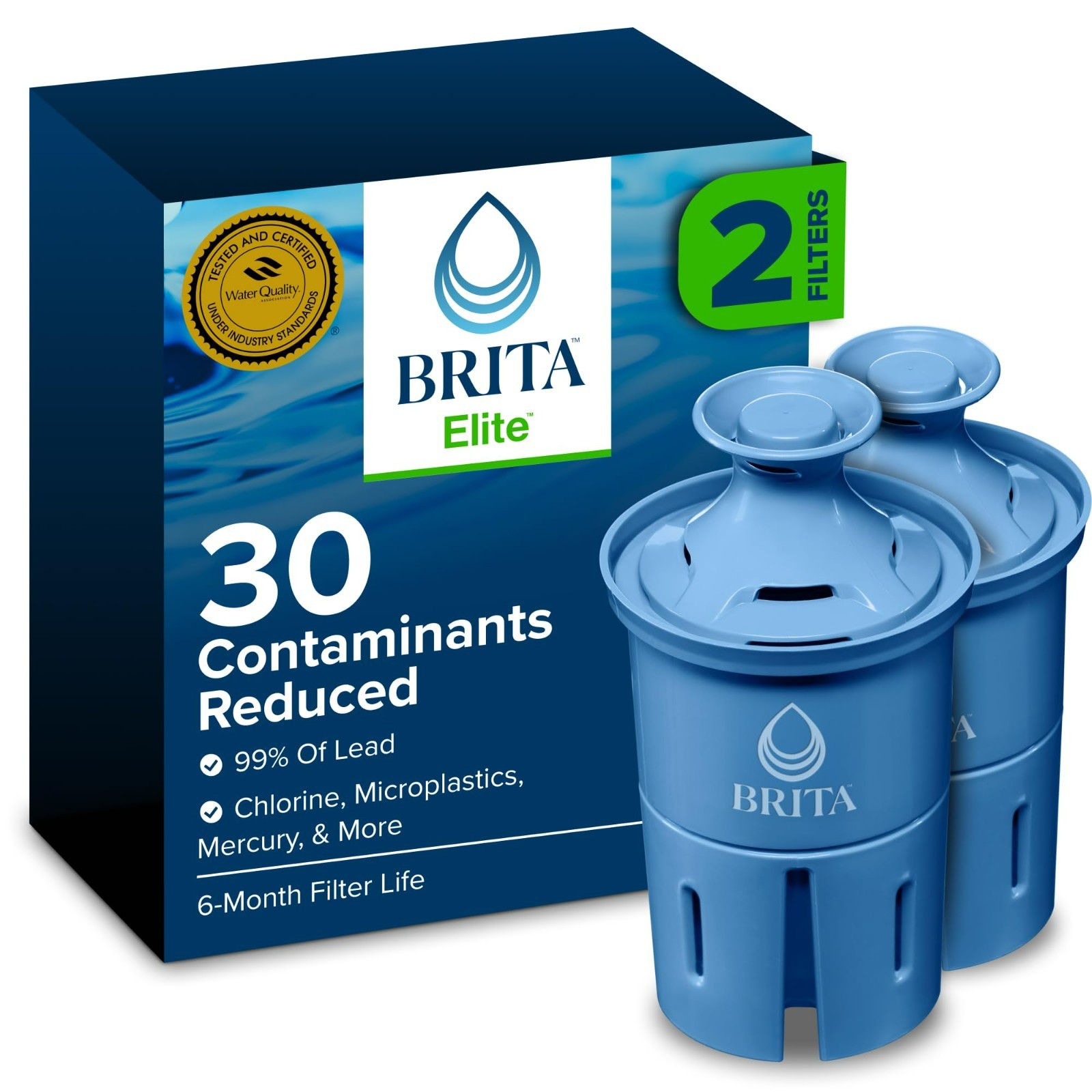 Brita Elite 2pk Water Filter 120Gal 6Mo Lead 99% OB06