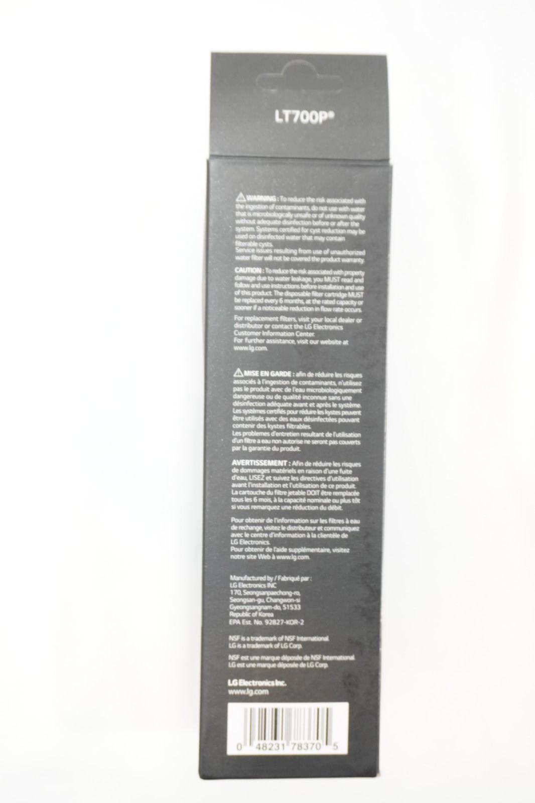 LG WATER FILTER REPLACEMENT CARTRIDGE LT700P/PC/PCS – PREOWNED **
