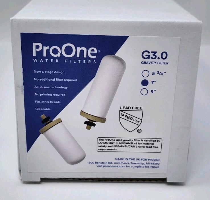 ProOne G3.0 7 Inch Ceramic Gravity Countertop Water Filter 3-Stage All-In-One